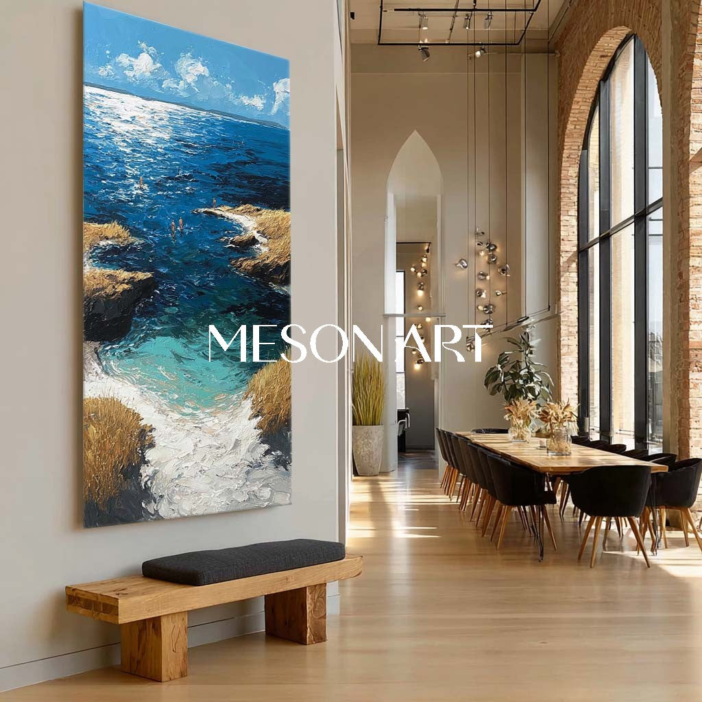 Large 3D Coastal Art for Living Room Modern Beach Canvas Minimalist Coastal Art Large Coastal Canvas