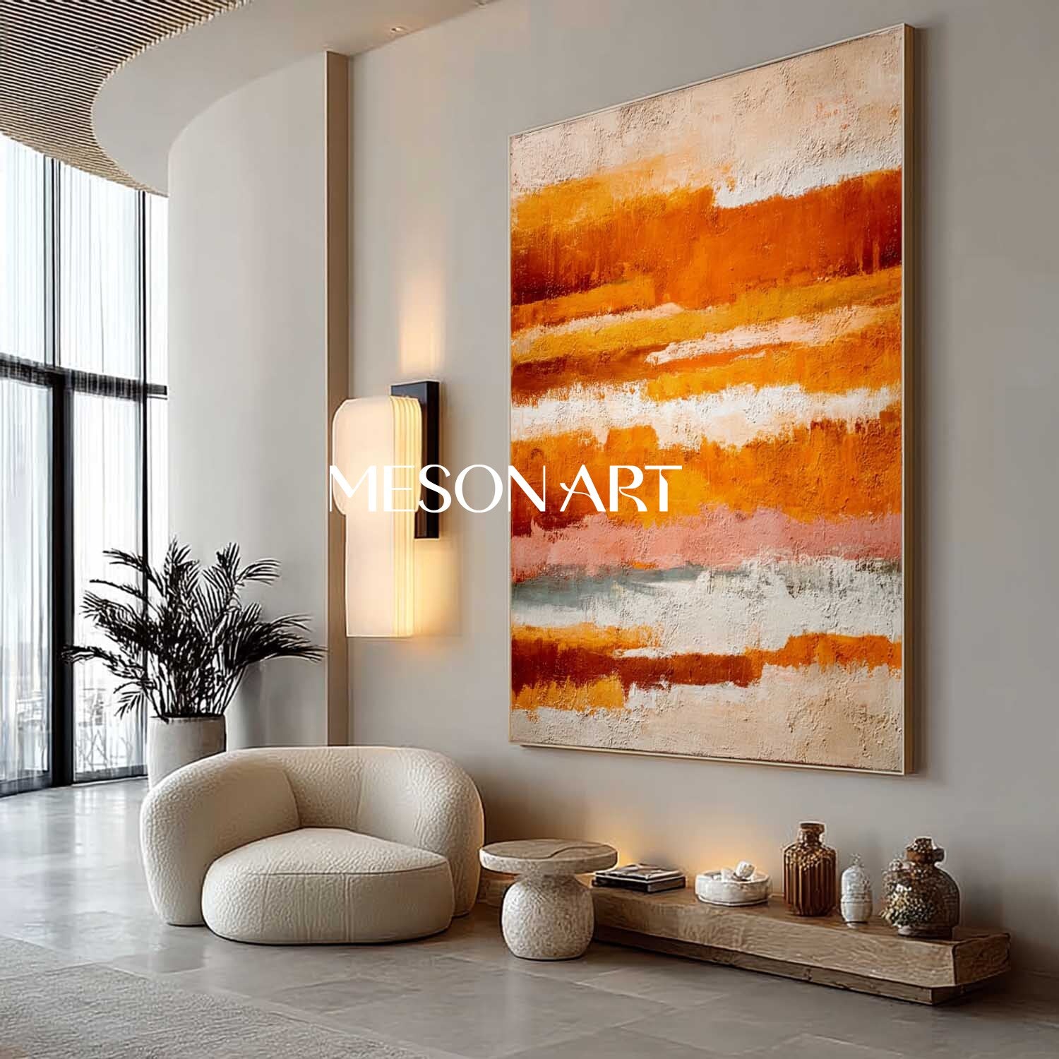 Fall Color Abstract Painting Large Art Modern Fall Canvas for Home
