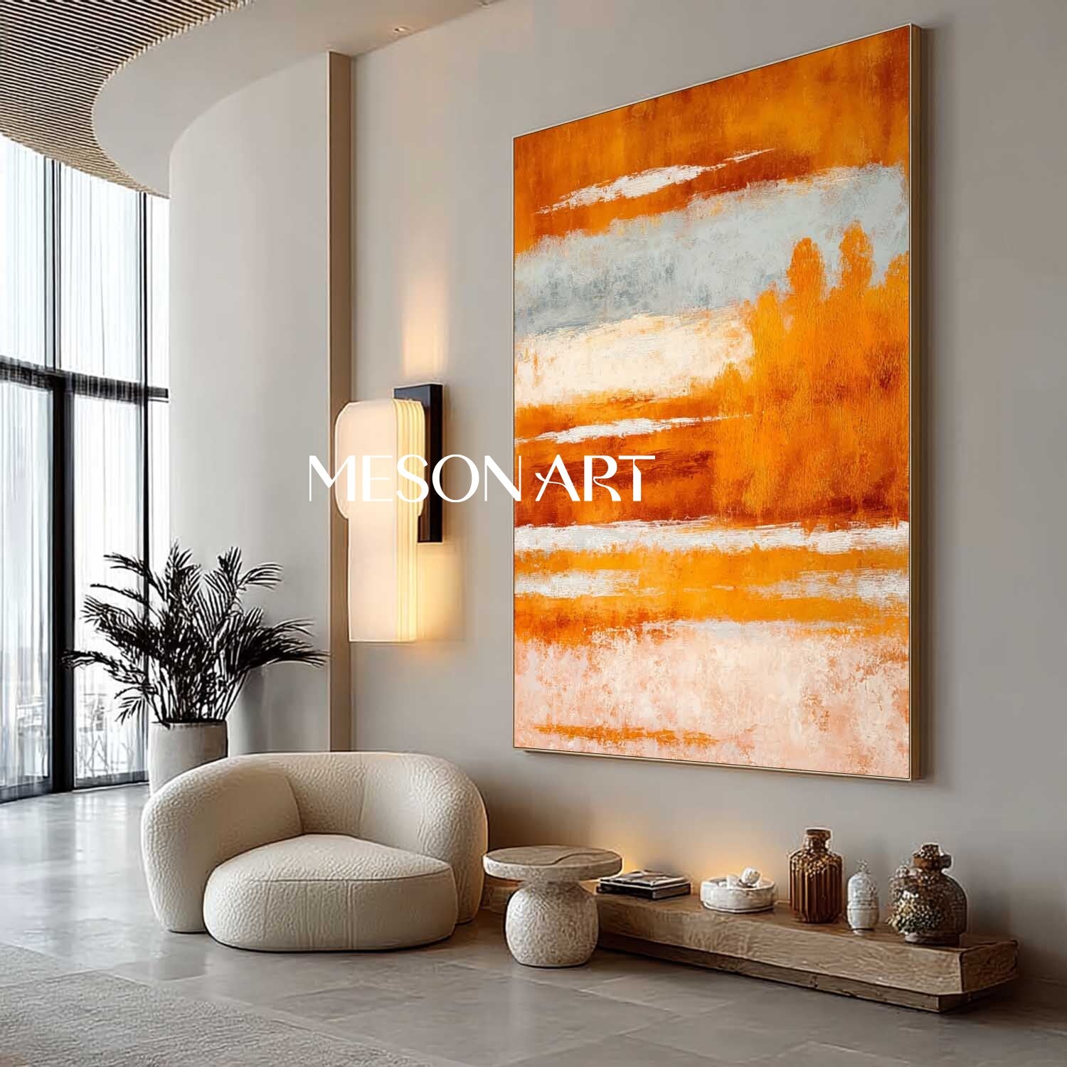 Autumn Colors Abstract Painting Modern Fall Canvas for Living Room