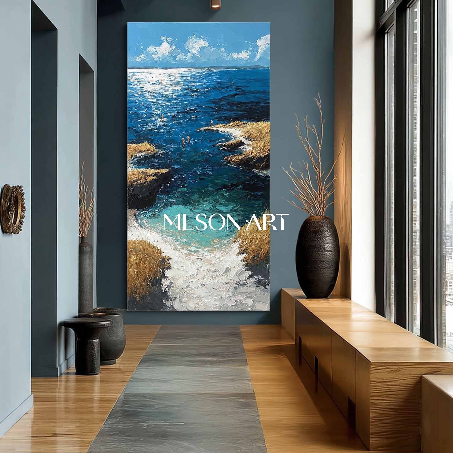 Large 3D Coastal Art for Living Room Modern Beach Canvas Minimalist Coastal Art Large Coastal Canvas