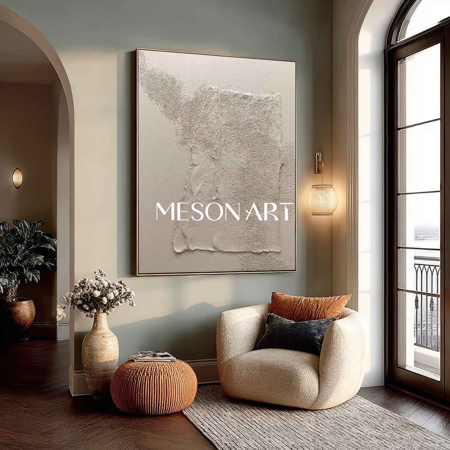 Large White Plaster Abstract Art for Sale White Plaster Texture Painting Plaster Wall Art Decoration