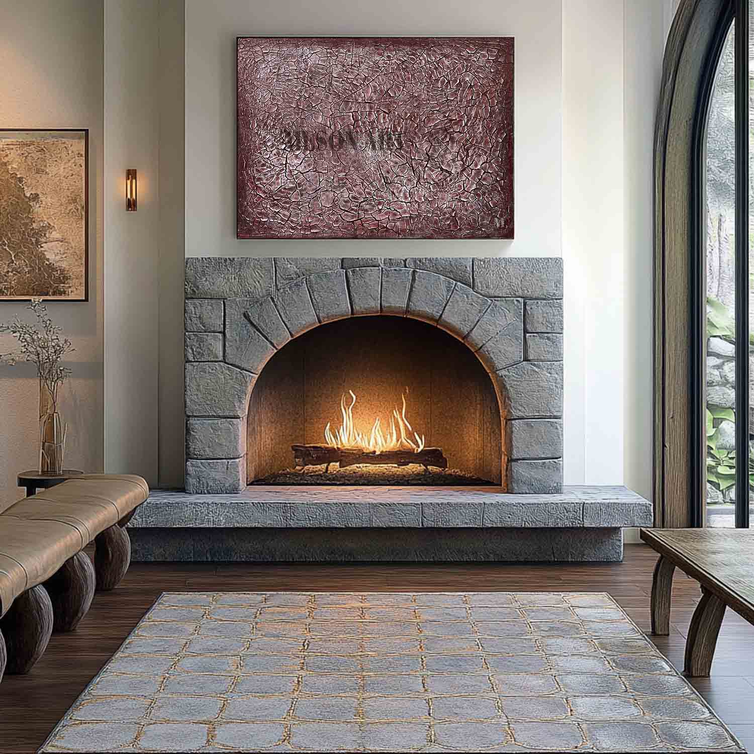 Large Brown Abstract Texture Canvas Painting for Sale Wabi Sabi Abstract Art Wall Decor