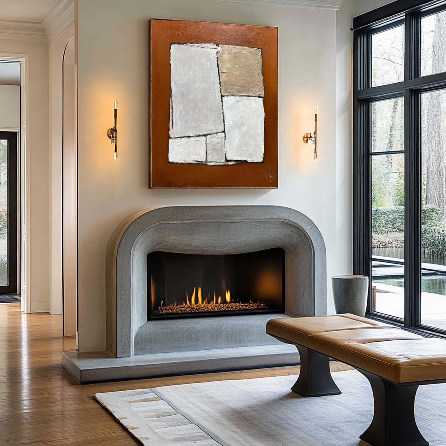 Large Brown Minimalism Abstract Art Canvas Selling Brown Texture Wall Decor Mural