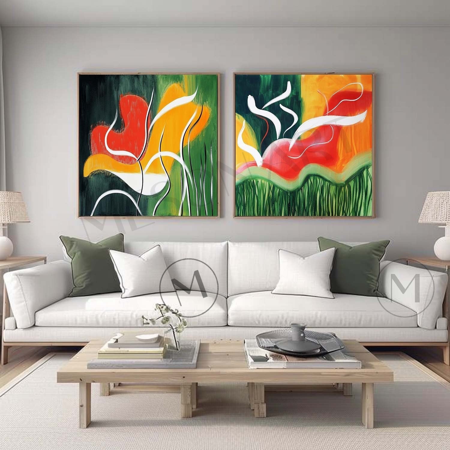 Large Modern Colorful Abstract Line Canvas Painting Abstract Minimalist Line Wall Art