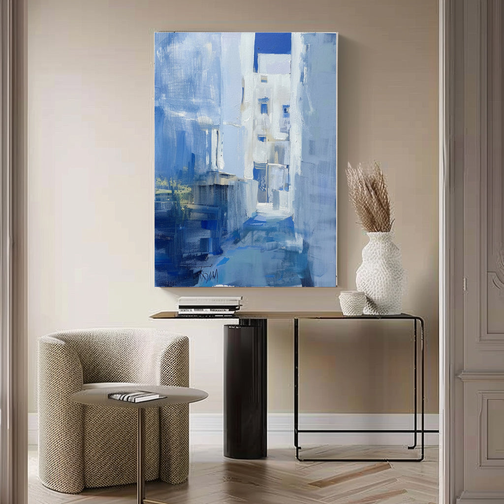 Large Blue Abstract Art Canvas for Sale Blue Abstract Township Canvas Wall Art Decoration