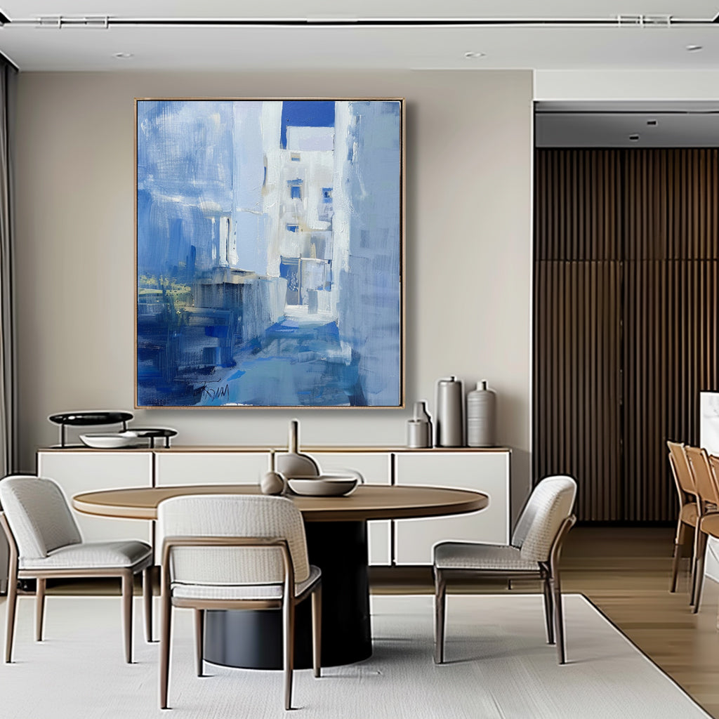 Large Blue Abstract Art Canvas for Sale Blue Abstract Township Canvas Wall Art Decoration