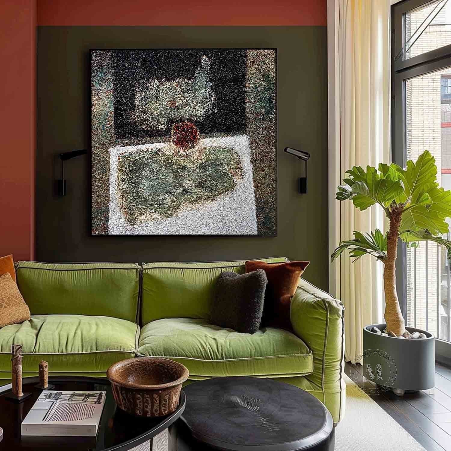 Green and White Texture Paintings for Sale Green and White Minimalist Abstract Canvas Wall Art