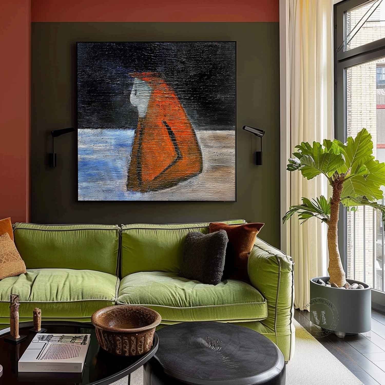 Black and Red Minimalist Abstract Art Black and Red Textured Paintings for Sale Wabi-Sabi Wall Art
