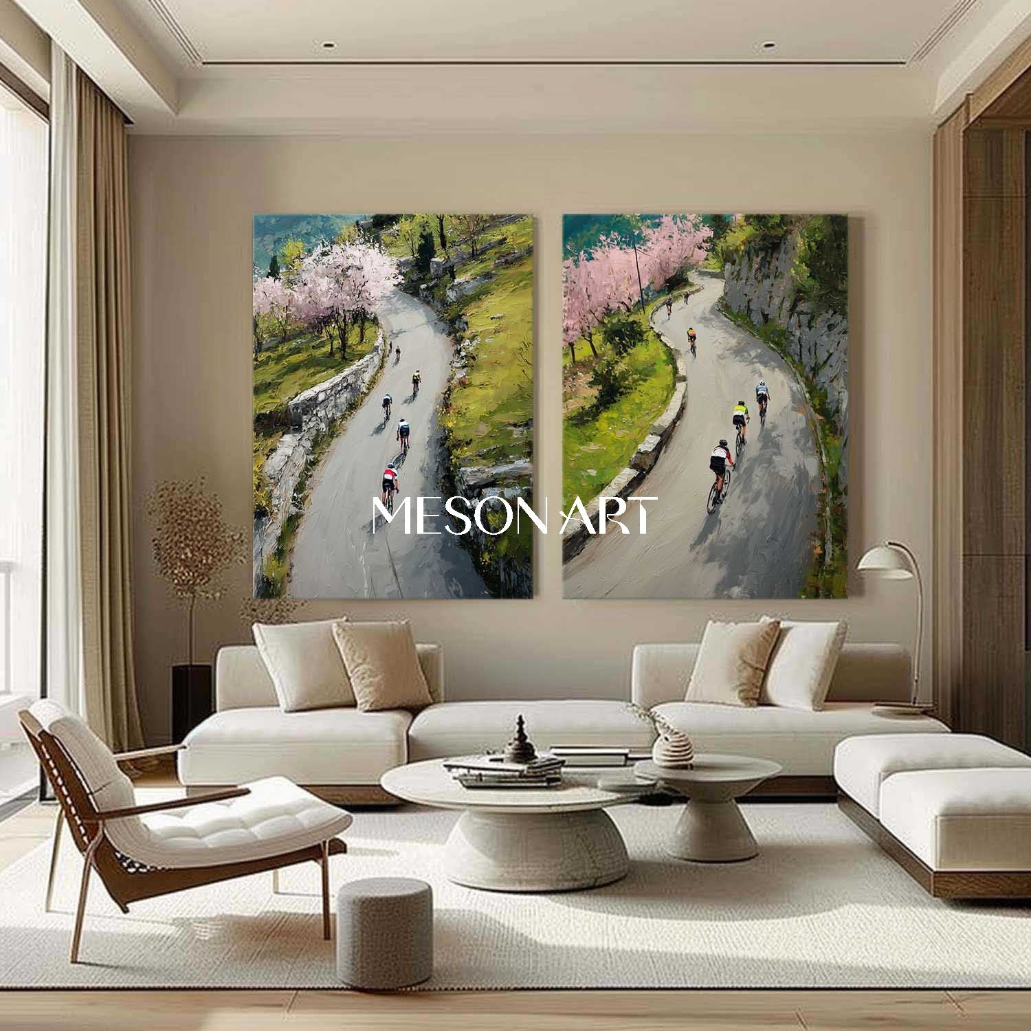 Spring Valley Bicycle Textured Painting 2 Piece Canvas Wall Art Decor