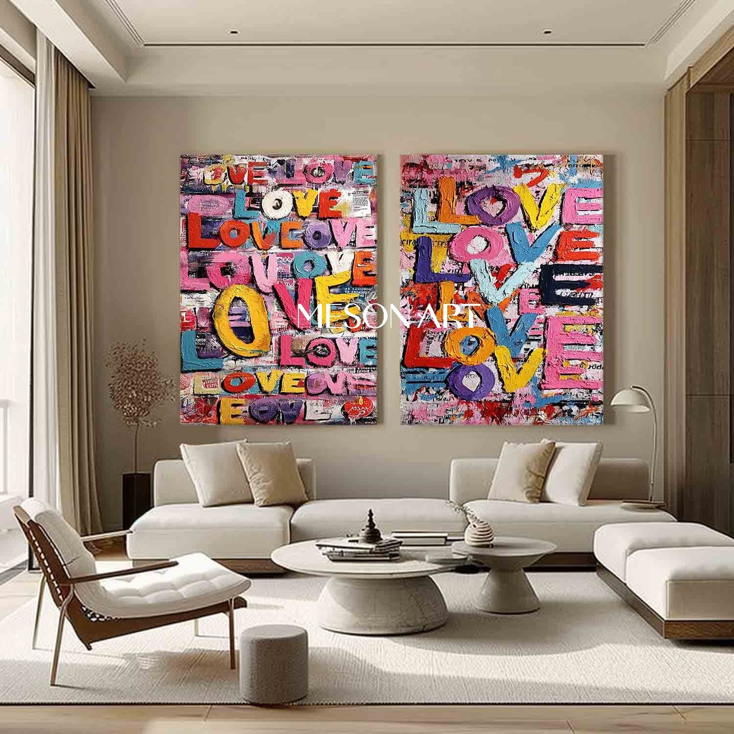 2-piece LOVE wall art decoration Newlywed room decoration ideas Valentine's Day LOVE art gift