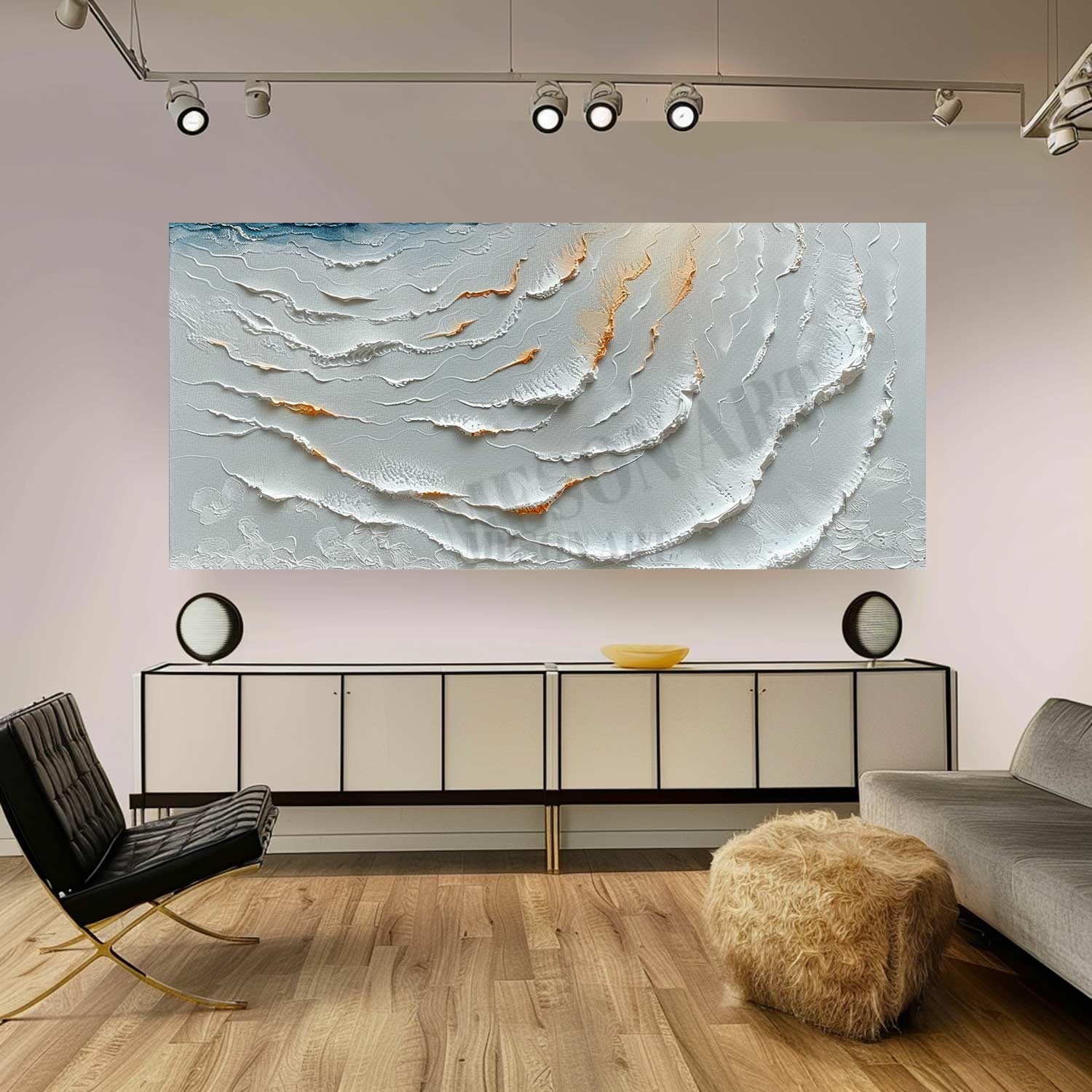 Large 3D White Ocean Wave Texture Painting White Ocean Wave Canvas Wall Art White Plaster Texture Painting
