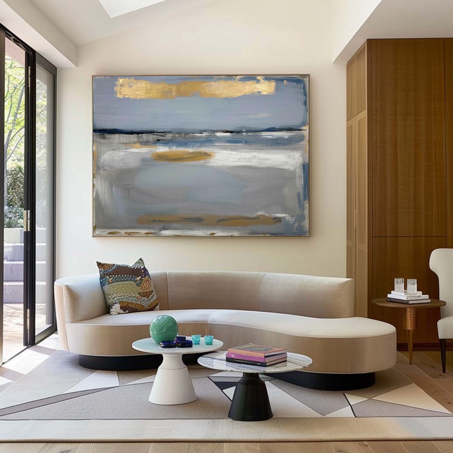 Light Blue and Gold Leaf Abstract Wall Art Decor Light Blue and Gold Leaf Abstract Art For Sale Light Blue and Gold Leaf Abstract Canvas Paintings