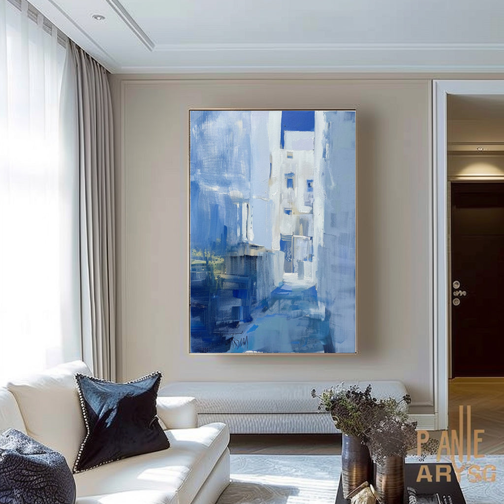 Large Blue Abstract Art Canvas for Sale Blue Abstract Township Canvas Wall Art Decoration