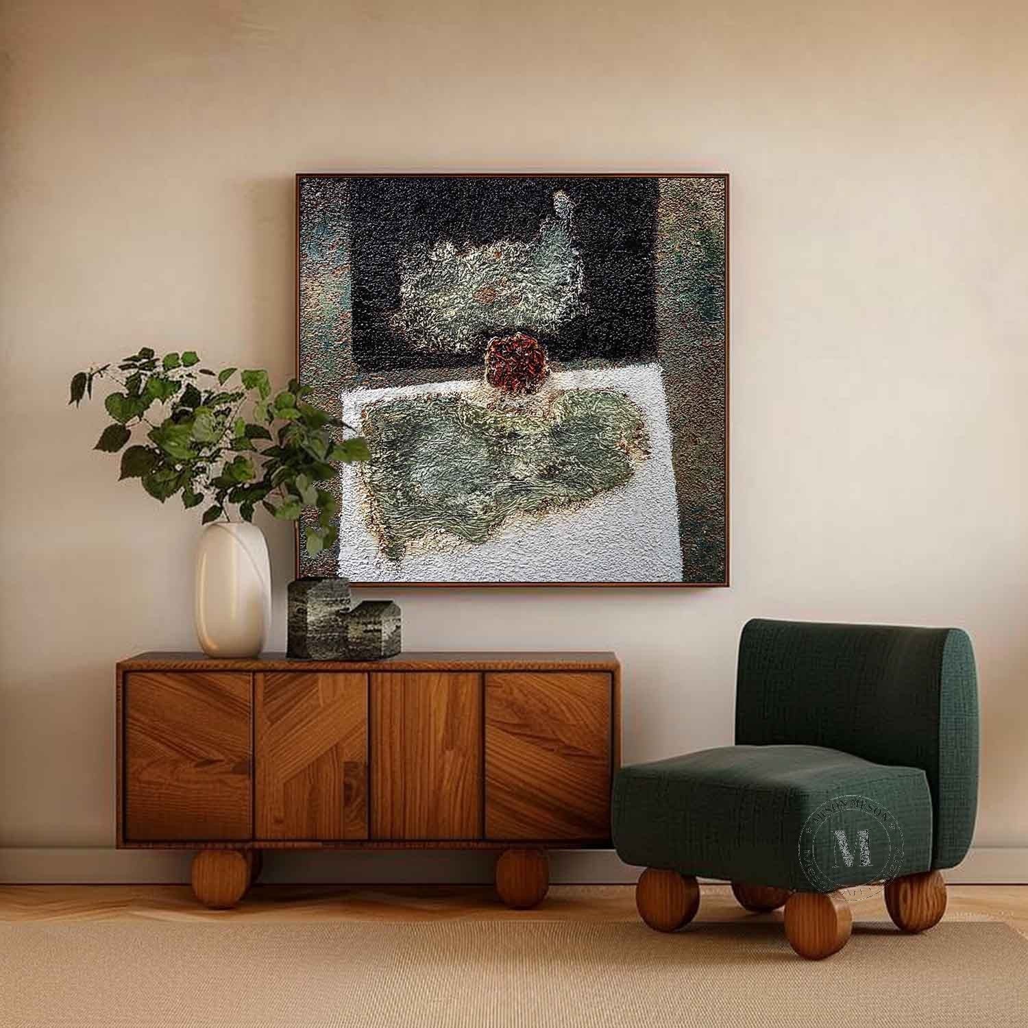 Green and White Texture Paintings for Sale Green and White Minimalist Abstract Canvas Wall Art