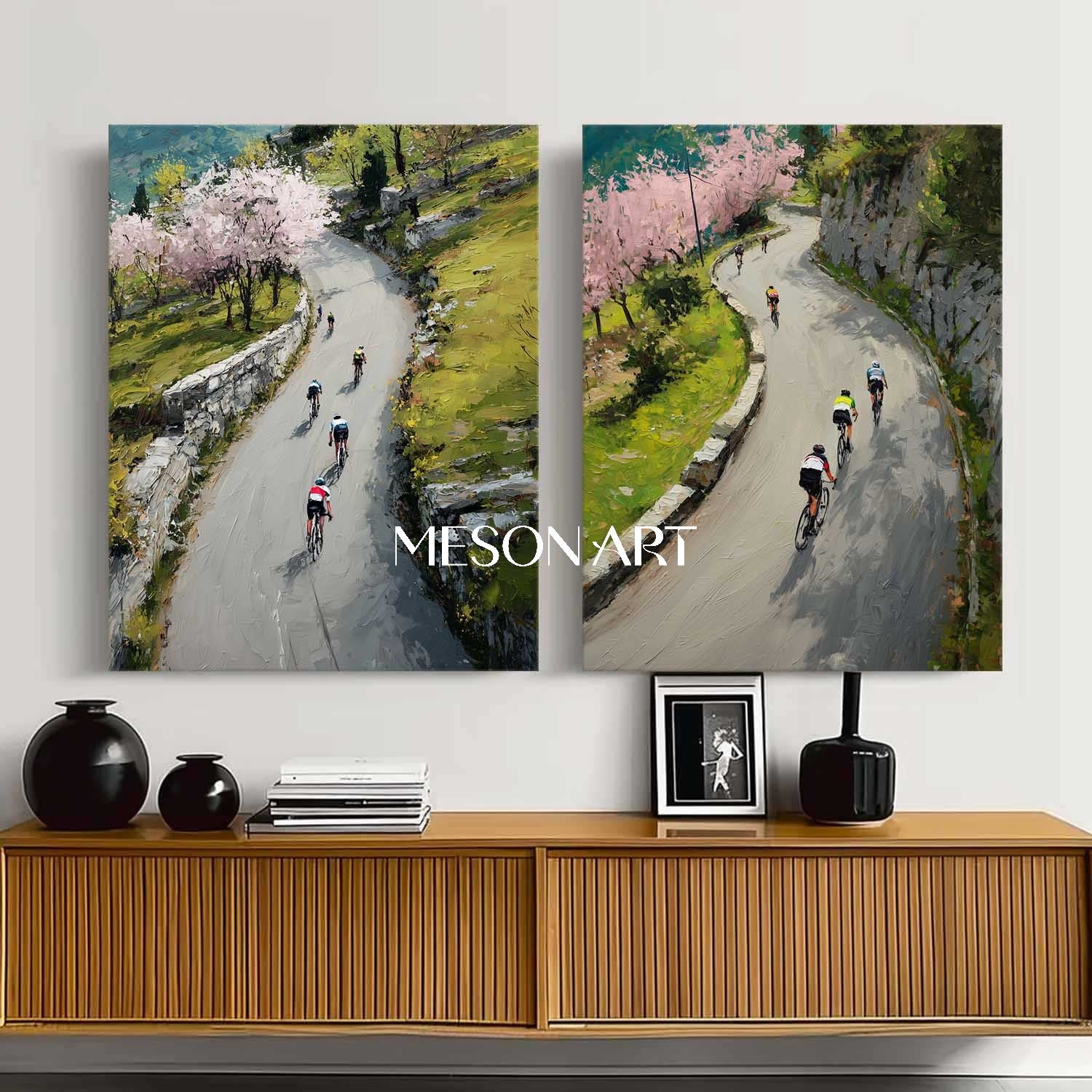 Spring Valley Bicycle Textured Painting 2 Piece Canvas Wall Art Decor
