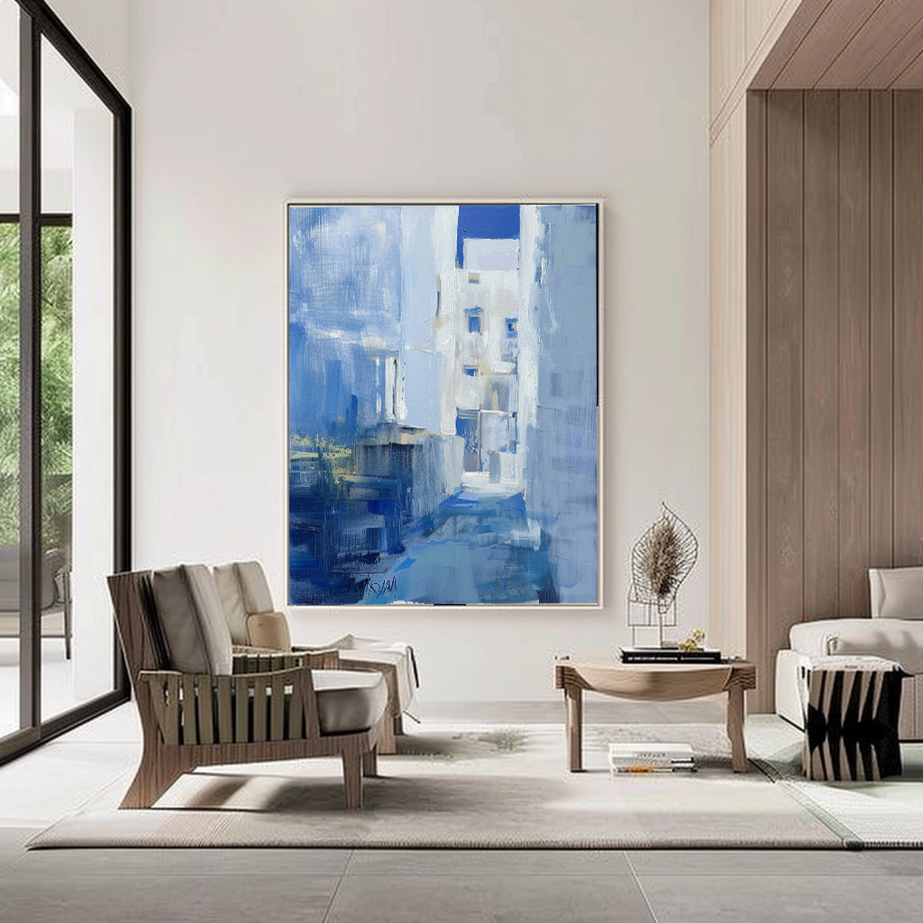 Large Blue Abstract Art Canvas for Sale Blue Abstract Township Canvas Wall Art Decoration