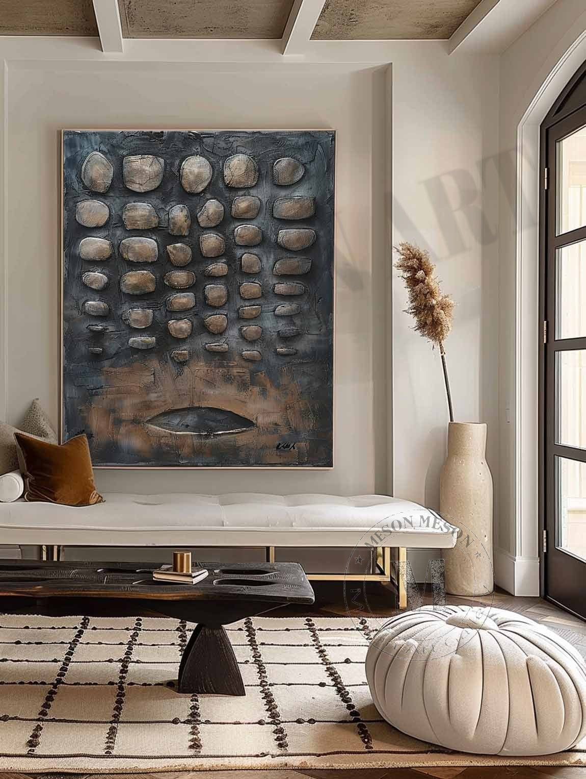 Large 3D Black Abstract Canvas Art for Sale Wabi Sabi Abstract Art Black Canvas Wall Painting