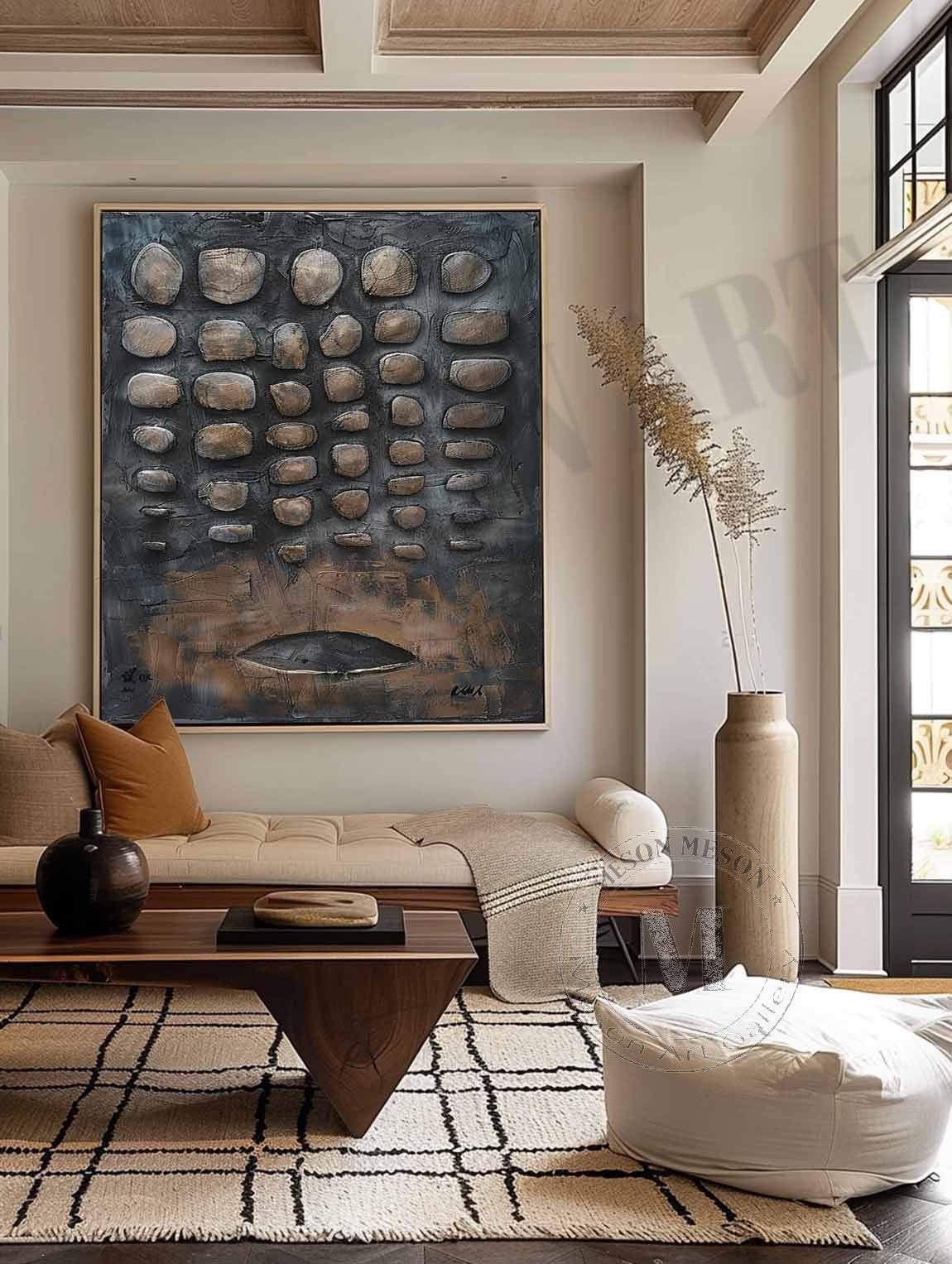 Large 3D Black Abstract Canvas Art for Sale Wabi Sabi Abstract Art Black Canvas Wall Painting