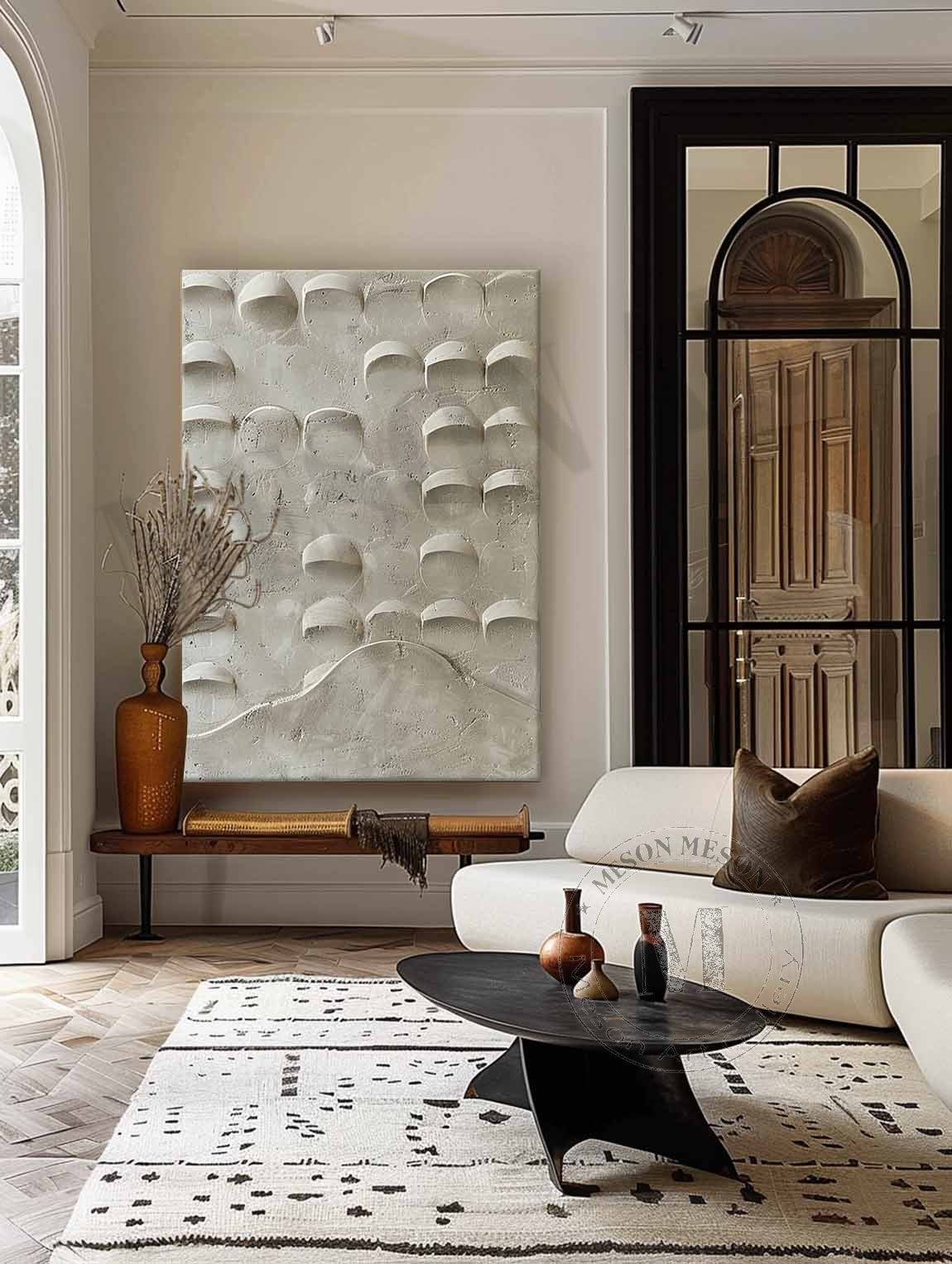 3D Beige Plaster Texture Canvas Art for Sale Beige Plaster Minimalist Abstract Canvas Wall Painting