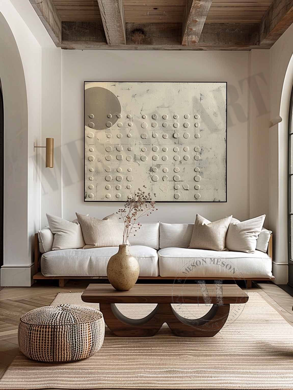 3D Beige Minimalist Abstract Art Canvas for Sale Wabi Sabi Wall Decor Beige Minimalist Texture Painting