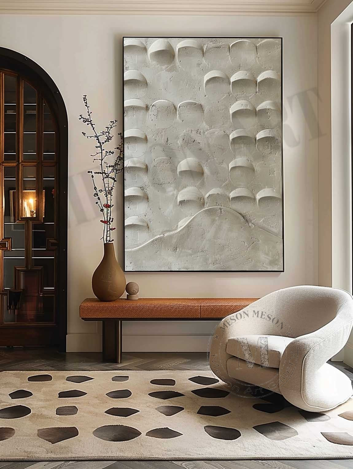 3D Beige Plaster Texture Canvas Art for Sale Beige Plaster Minimalist Abstract Canvas Wall Painting