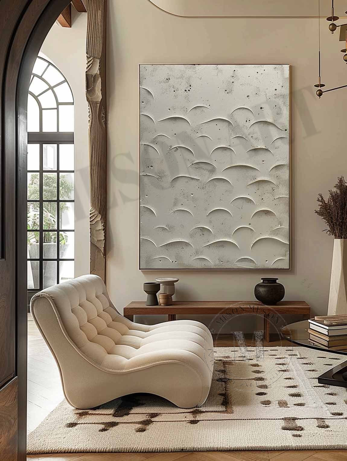 3D Beige Minimalist Canvas Art for Sale Beige Plaster Minimalist Abstract Texture Wall Painting
