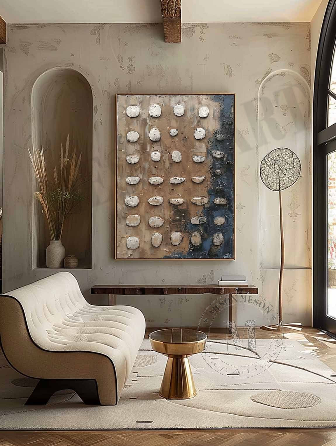 Large 3D Green and White Textured Painting Wabi-Sabi Art Green and White Abstract Art for Sale