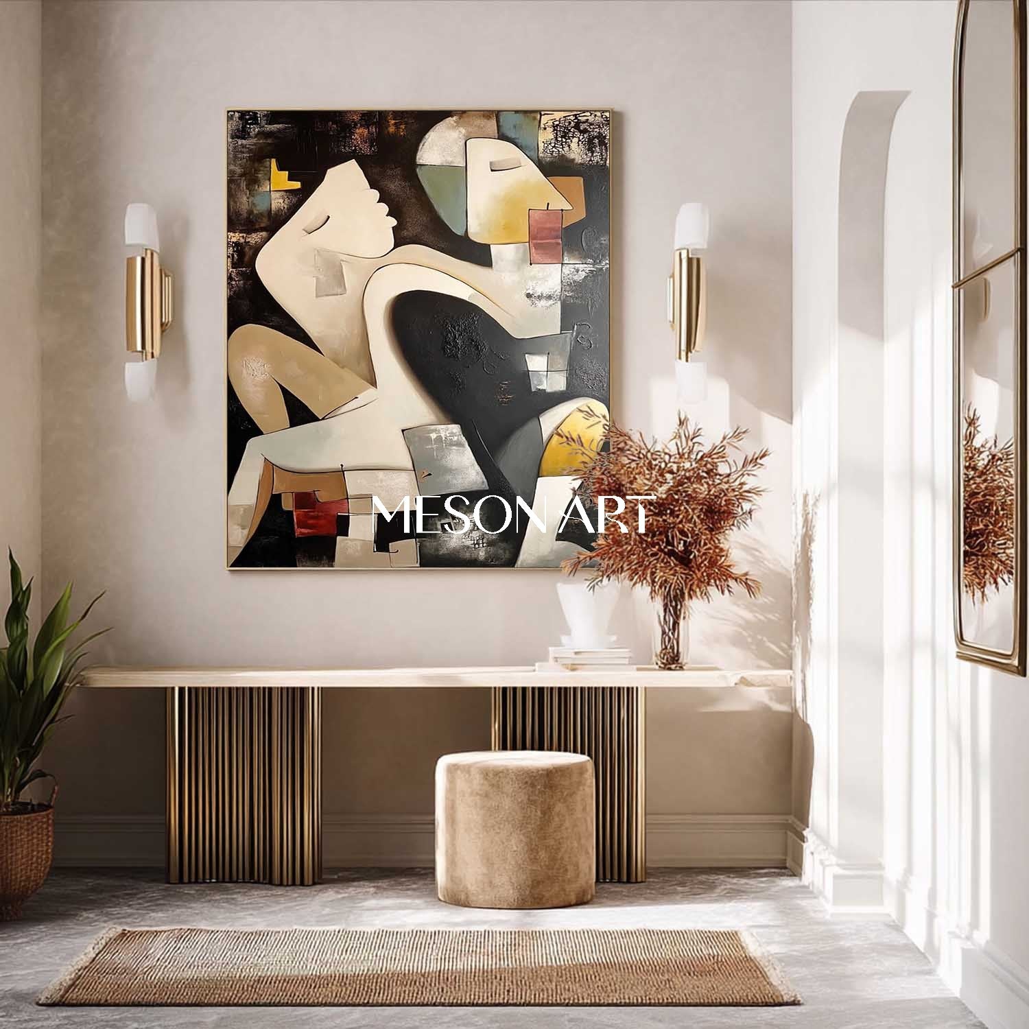 Order Large Abstract Cubist Figure Oil Painting Modern Couple Wall Art