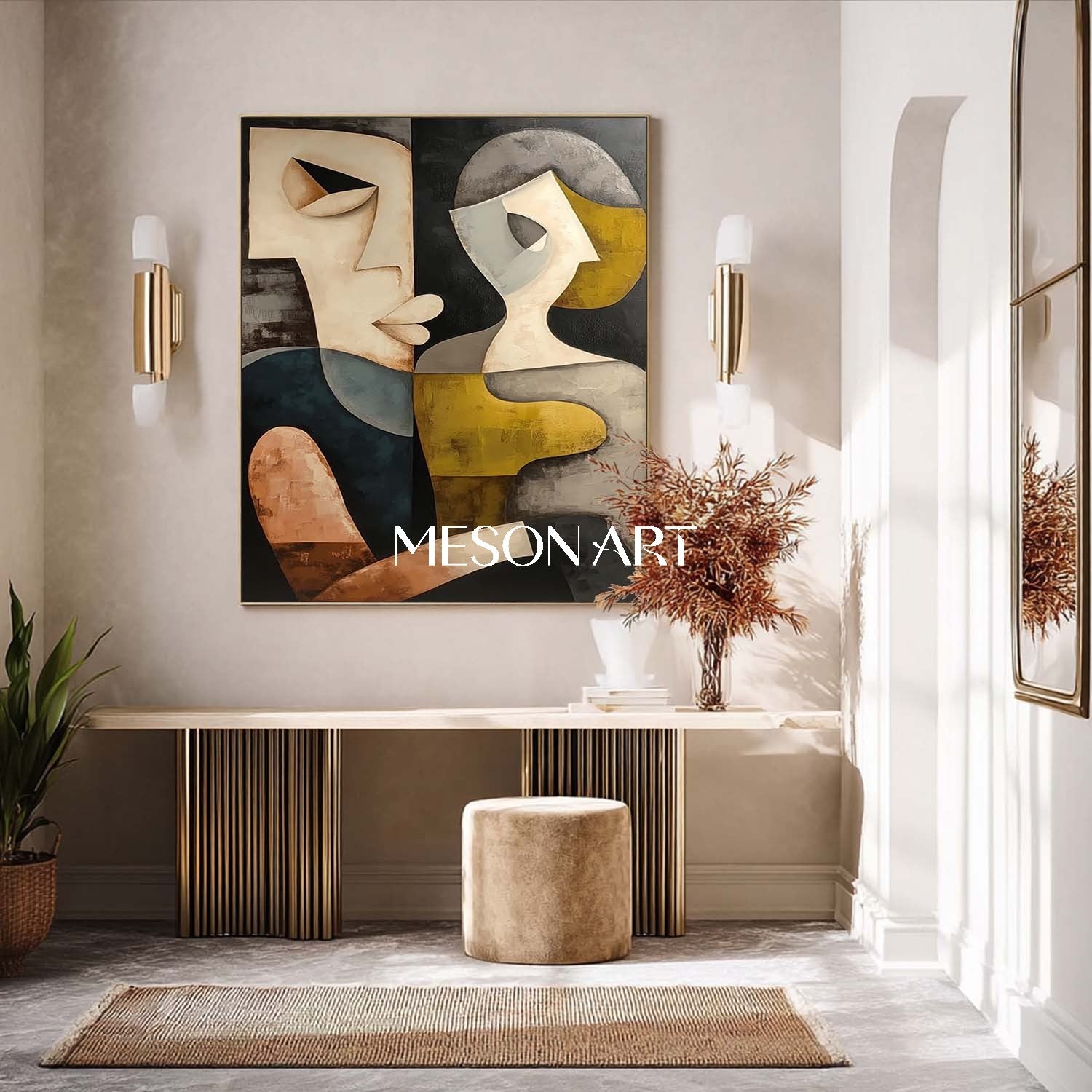 Contemporary Cubist Portrait Art Large Abstract Picasso Style Canvas