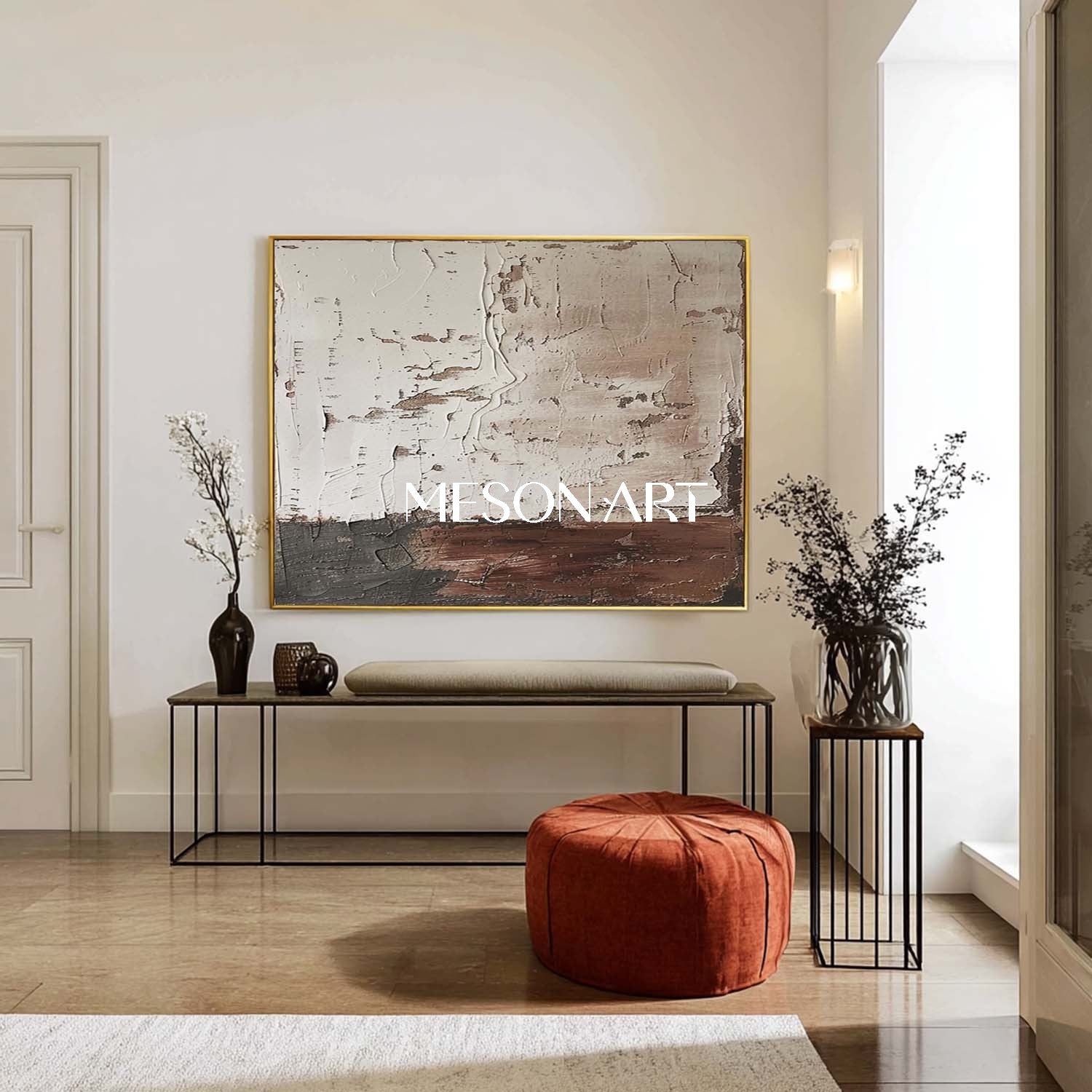Minimalist Wabi-Sabi Painting – Neutral Tones & Rustic Texture