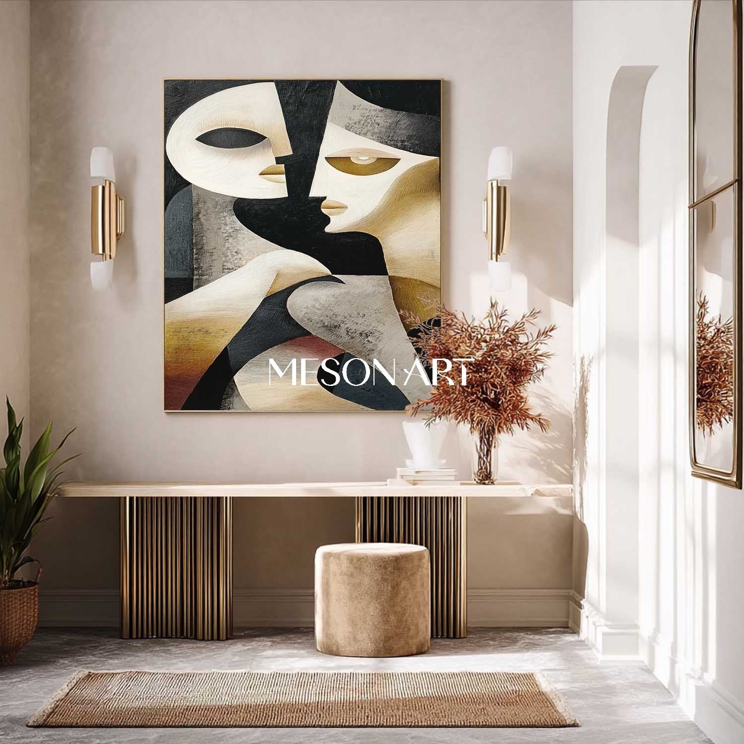 Contemporary Cubist Portrait Art Large Abstract Picasso Style Canvas