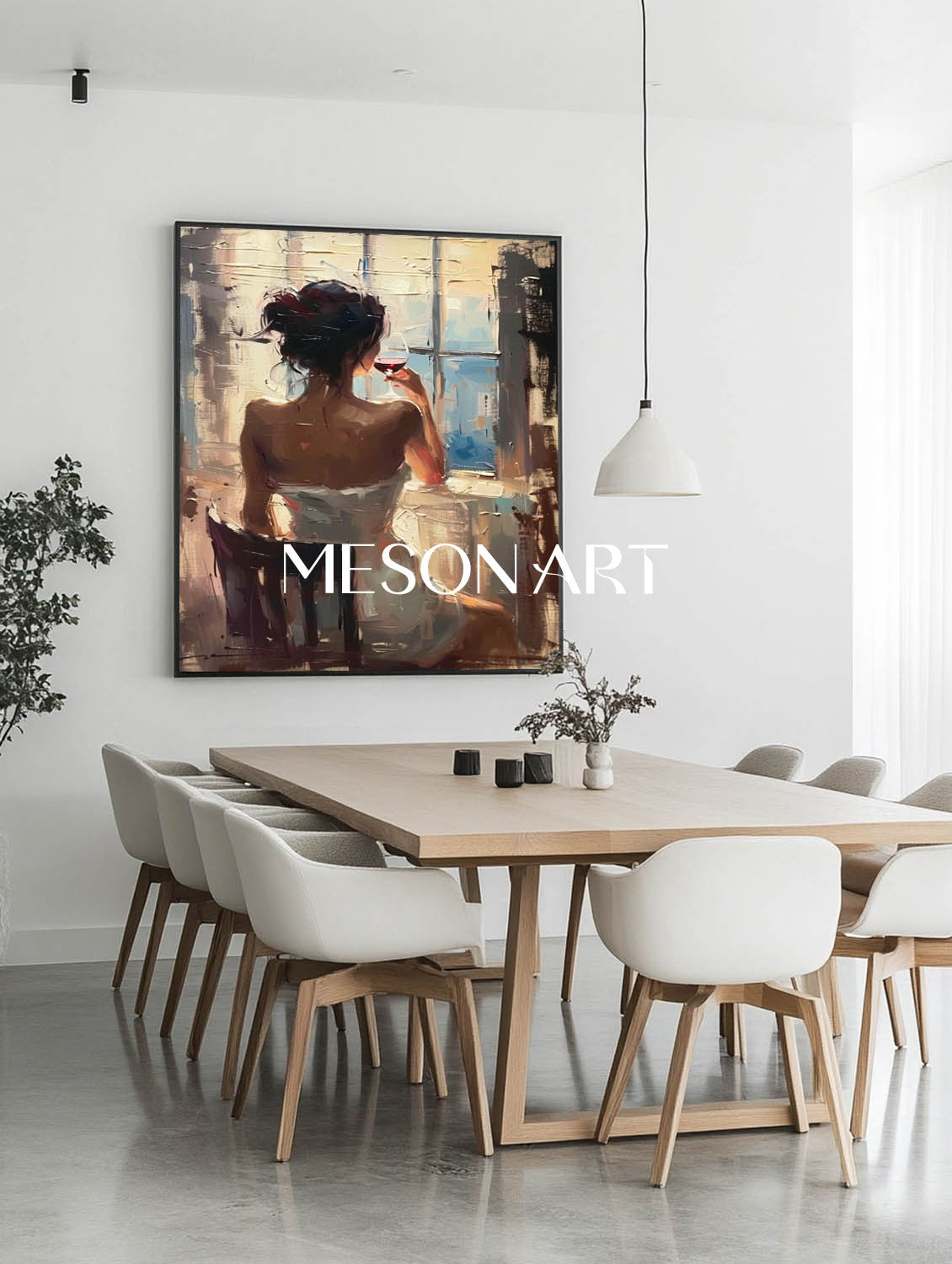 Girl drinking red wine art Red wine cellar wall art decoration Wine cabinet canvas painting