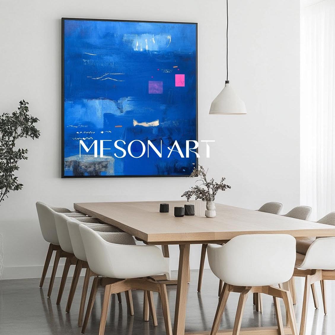 Large modern blue canvas art abstract blue abstract minimalist canvas wall painting for sale