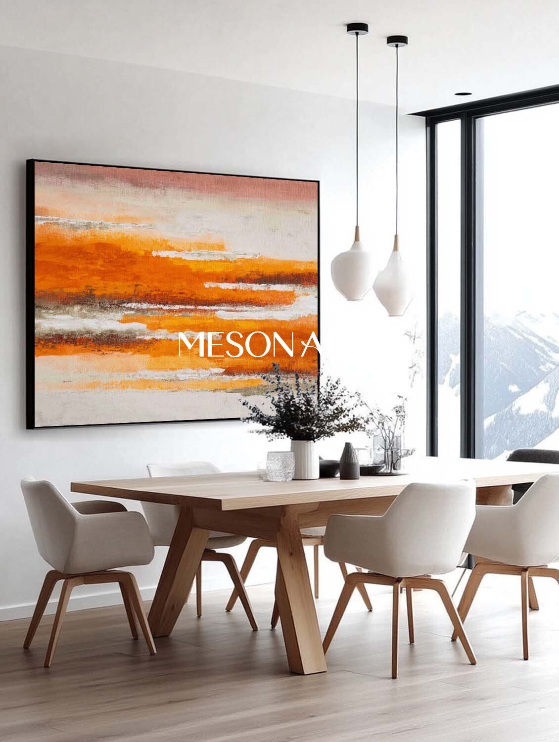 Textured Landscape Canvas Minimalist Abstract Fall Wall Art Orange Wall Decor