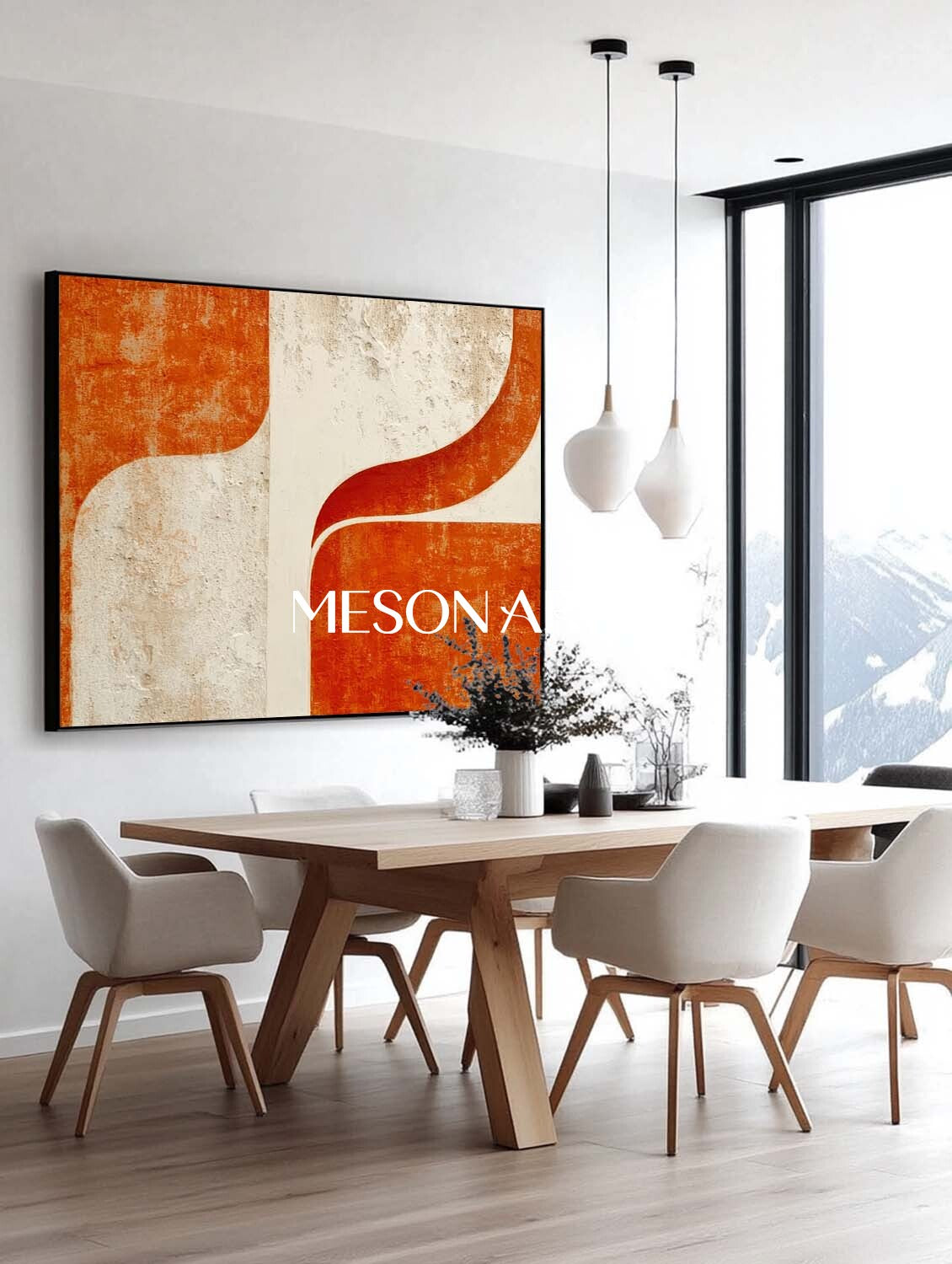 Modern Wall Art for Living Room Minimalist Abstract Orange Canvas