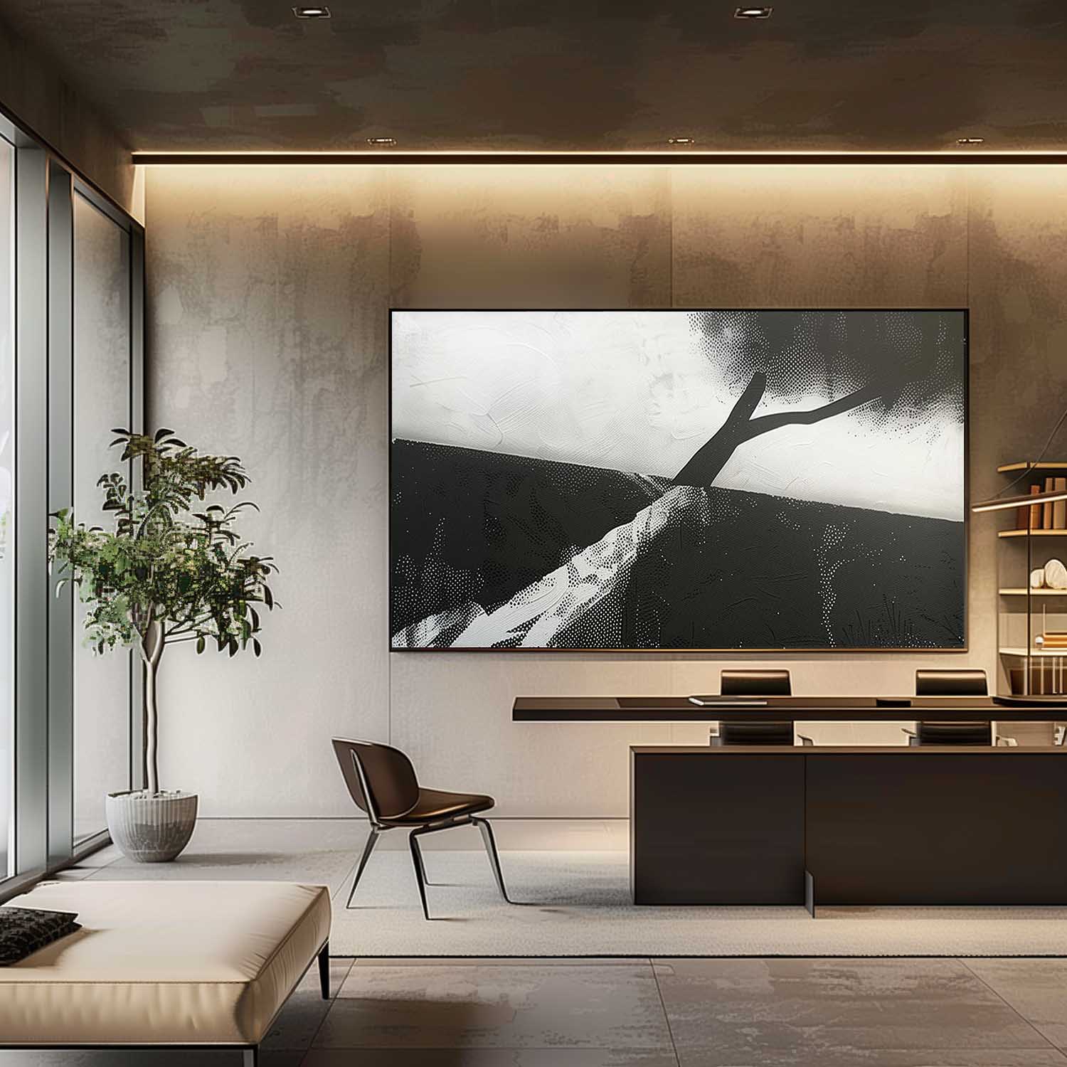 Extra Large Black and White Minimalist Abstract Art for Sale Black and White Abstract Canvas Wall Art Decor