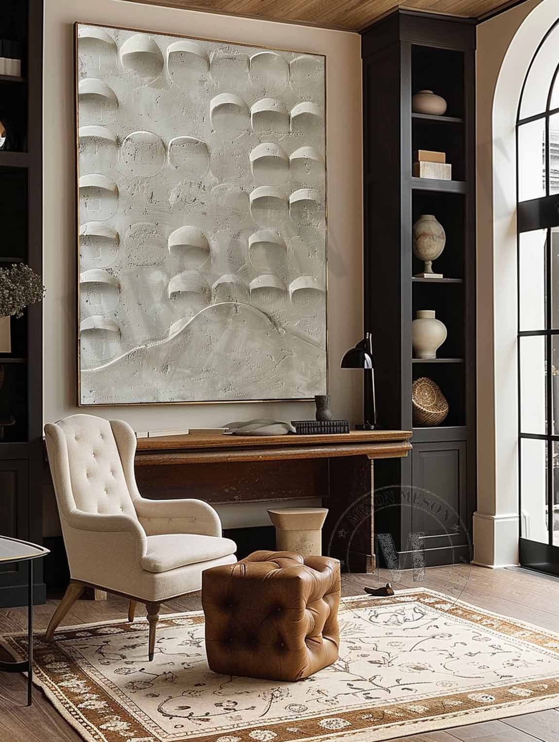 3D Beige Plaster Texture Canvas Art for Sale Beige Plaster Minimalist Abstract Canvas Wall Painting