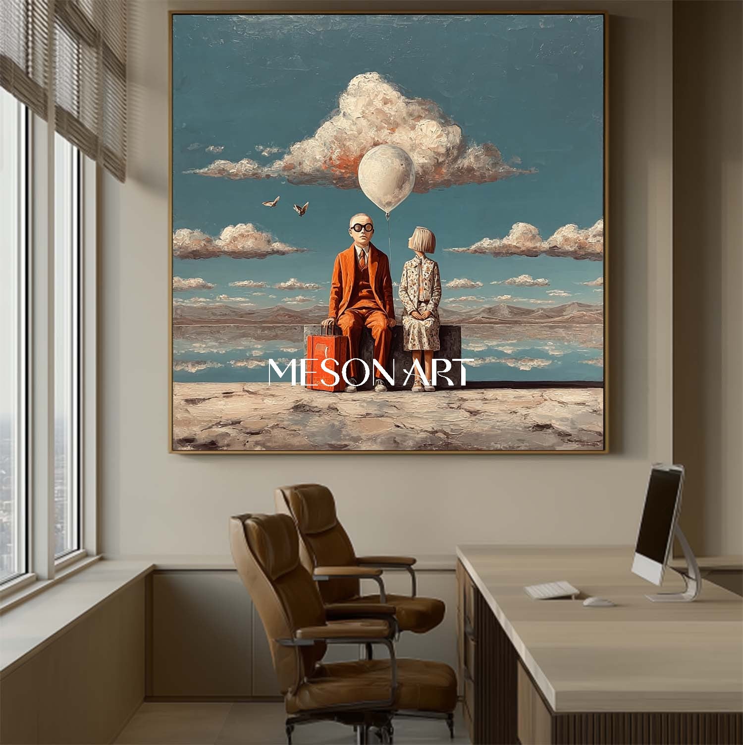 Dreamy Blue Sky Surrealist Art Framed Canvas Oversized Bedroom Shop Now