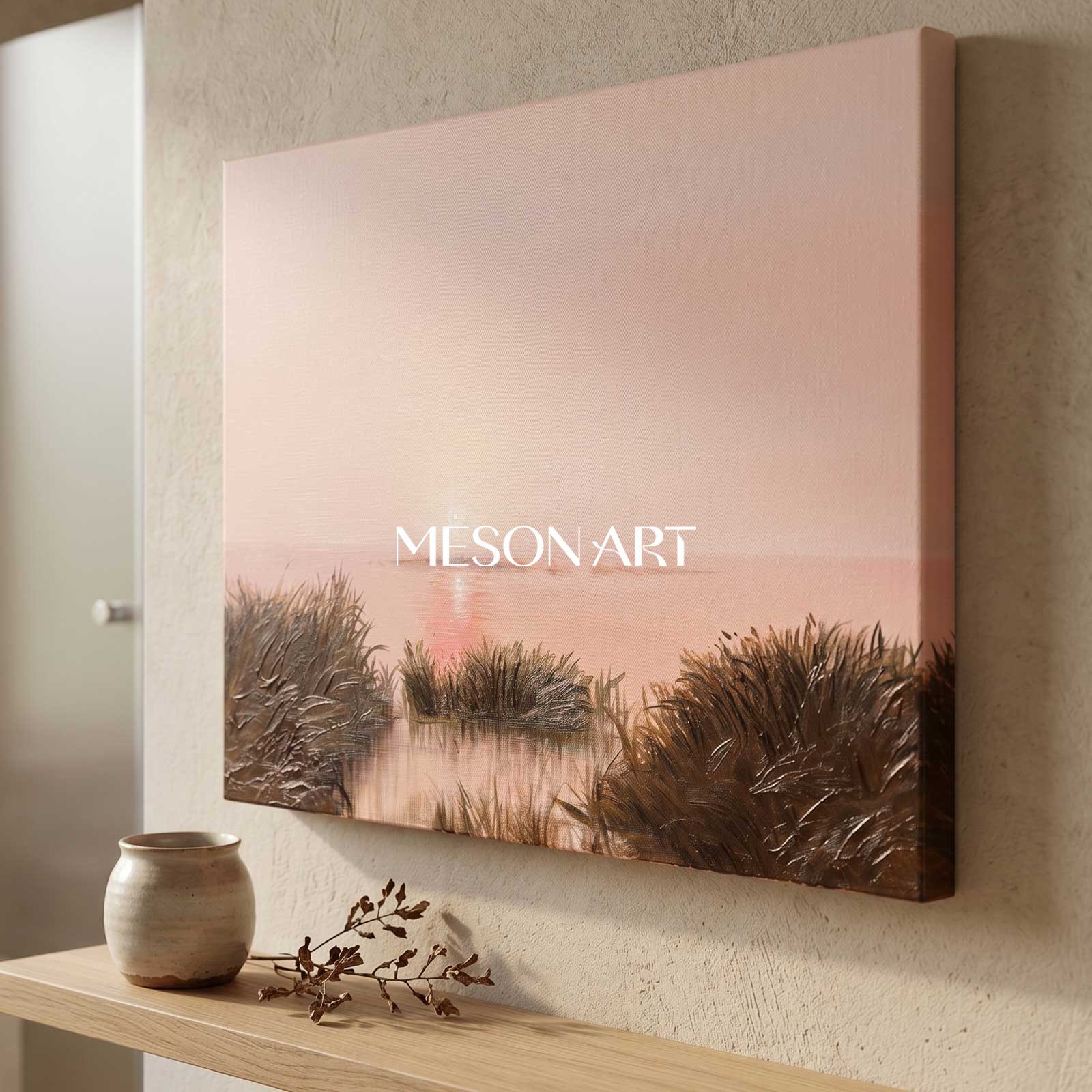 Large Luxurious black and gold landscape wall art Beautiful sunset landscape texture oil painting by the river