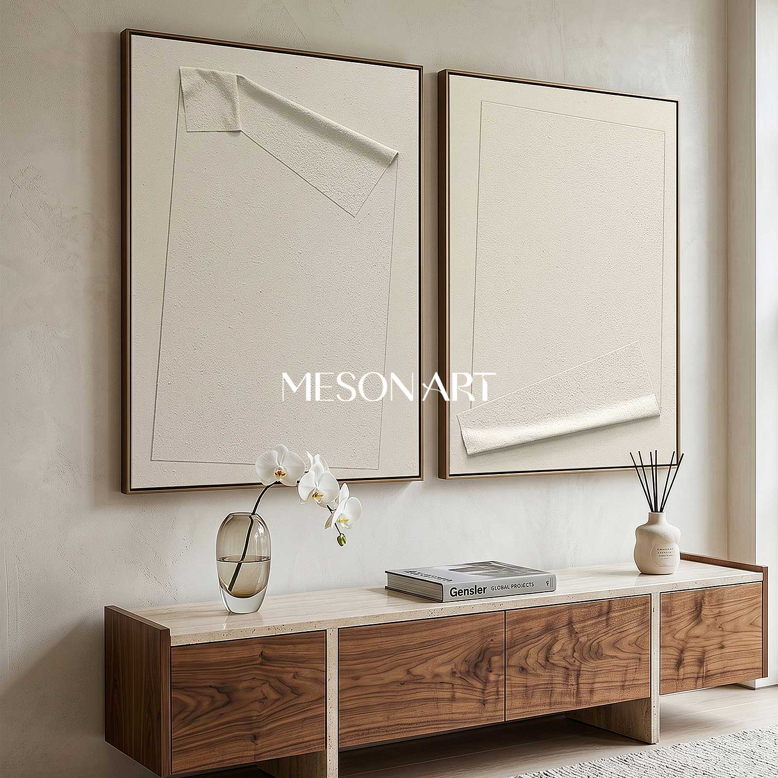 Wabi-Sabi Abstract Painting Set of 2 Minimalist Abstract Textured Wall Art Set of 2