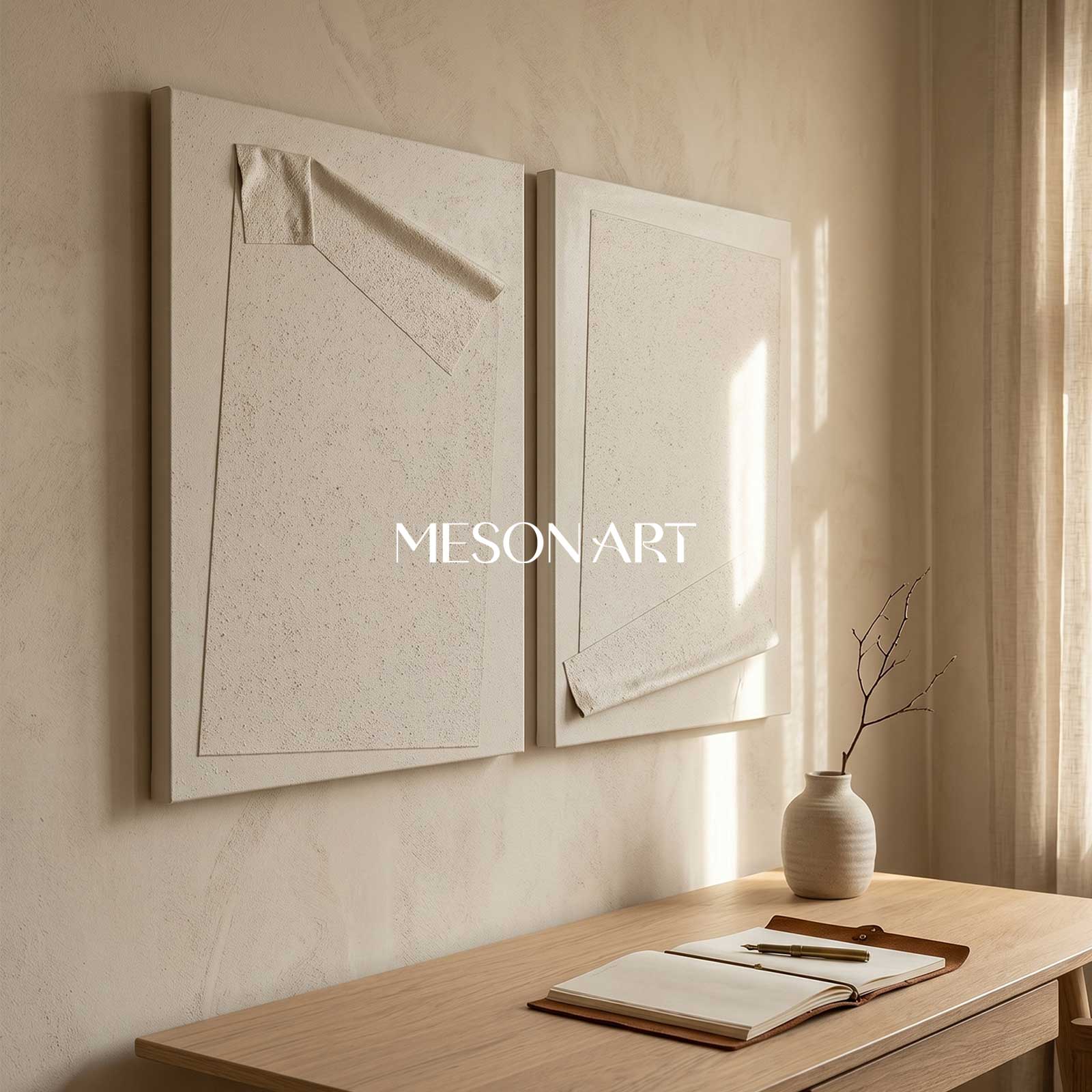 Wabi-Sabi Abstract Painting Set of 2 Minimalist Abstract Textured Wall Art Set of 2