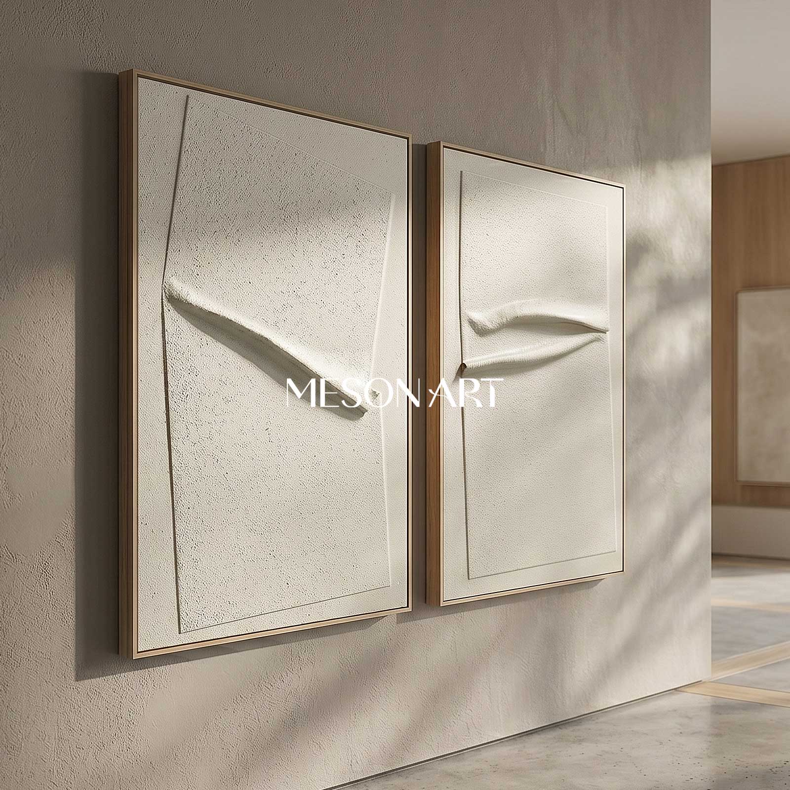 Minimalist 3D Abstract Painting Set of 2 Wabi-Sabi Wall Art Set of 2 Plaster Artwork on Canvas Set of 2