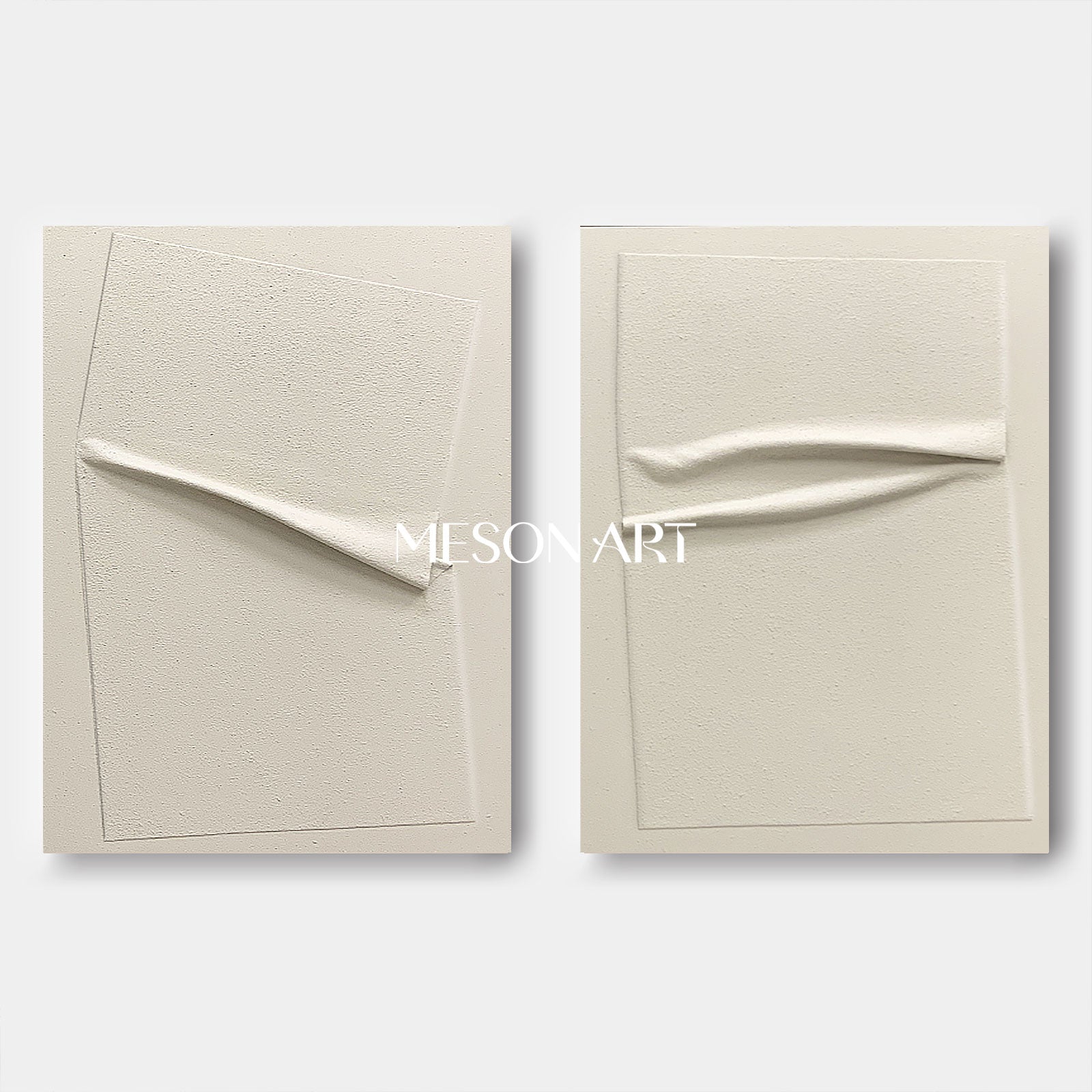 Minimalist 3D Abstract Painting Set of 2 Wabi-Sabi Wall Art Set of 2 Plaster Artwork on Canvas Set of 2