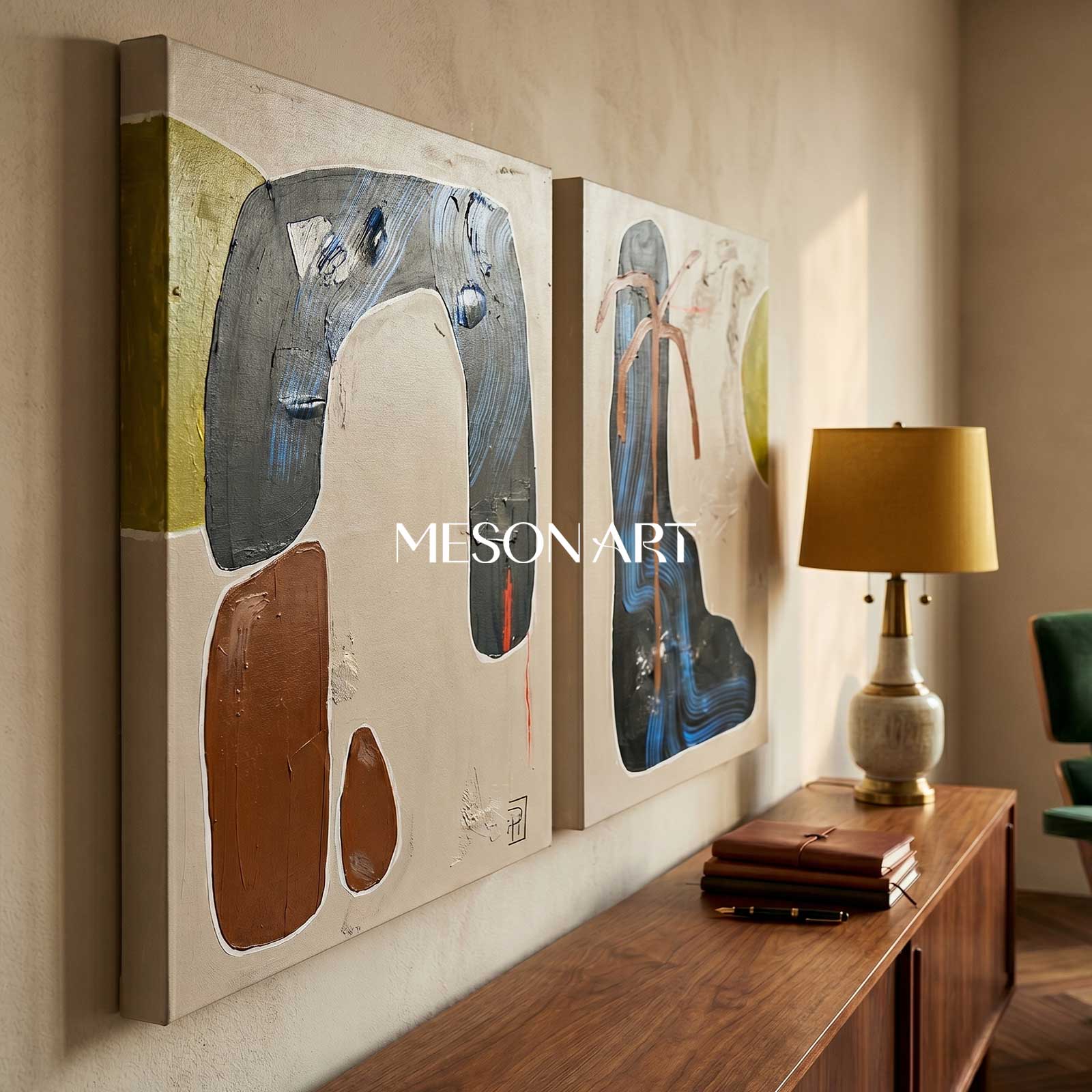 Beige Minimalist Abstract Art 2 Piece Set Beige Wabi Sabi Art Textured Wall Art Beige Art On Canvas