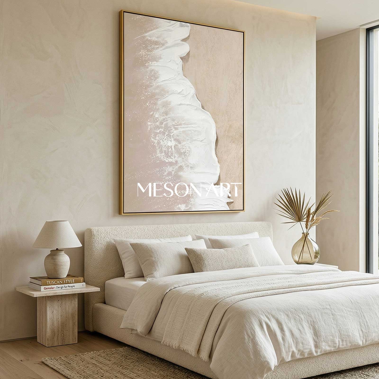 White 3D Ocean Waves Painting White 3D Plaster Art White 3D Texture Wall Painting Minimalist Art