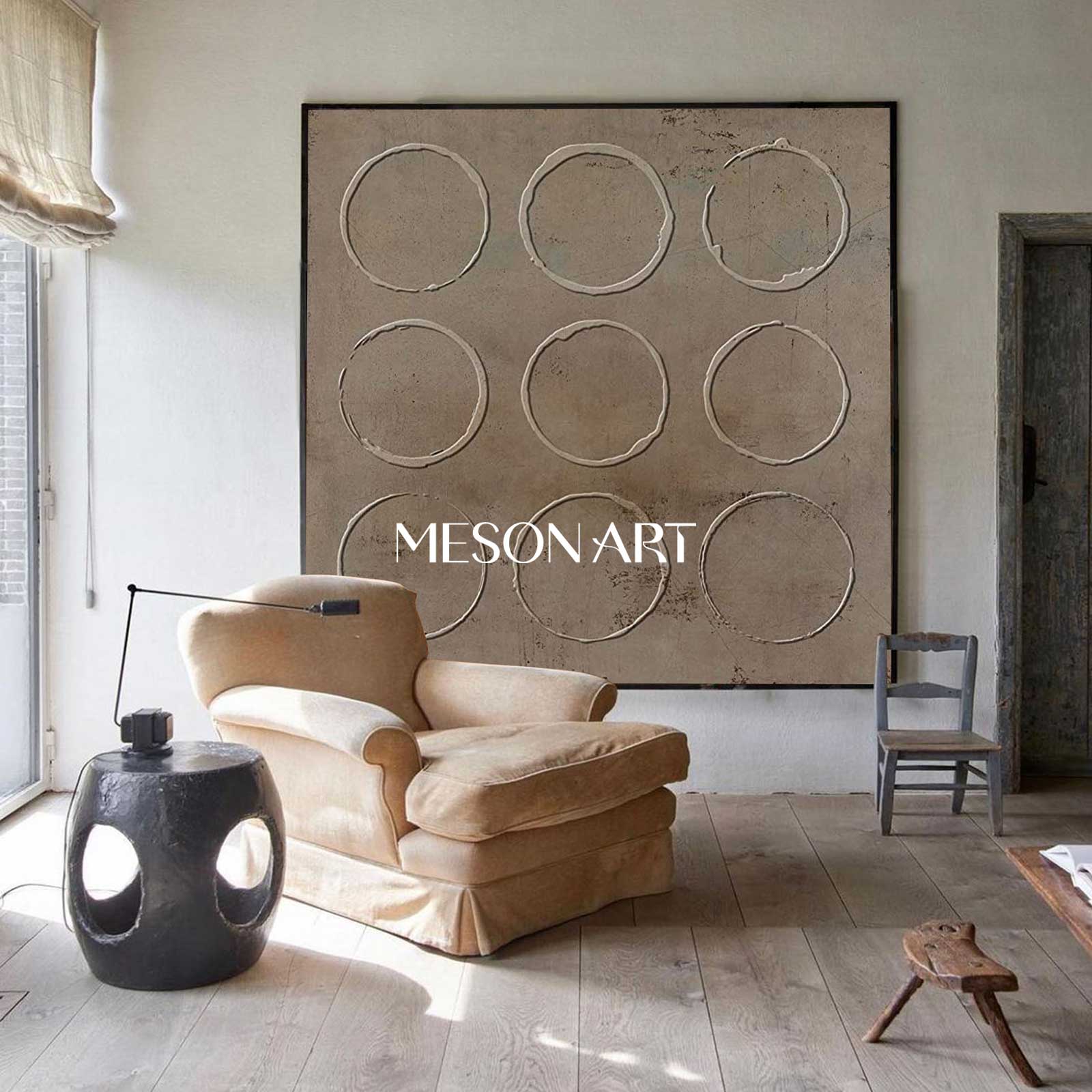 Brown minimalist painting brown wall art 3d texture painting brown abstract art brown circle wall art Brown abstract painting on canvas