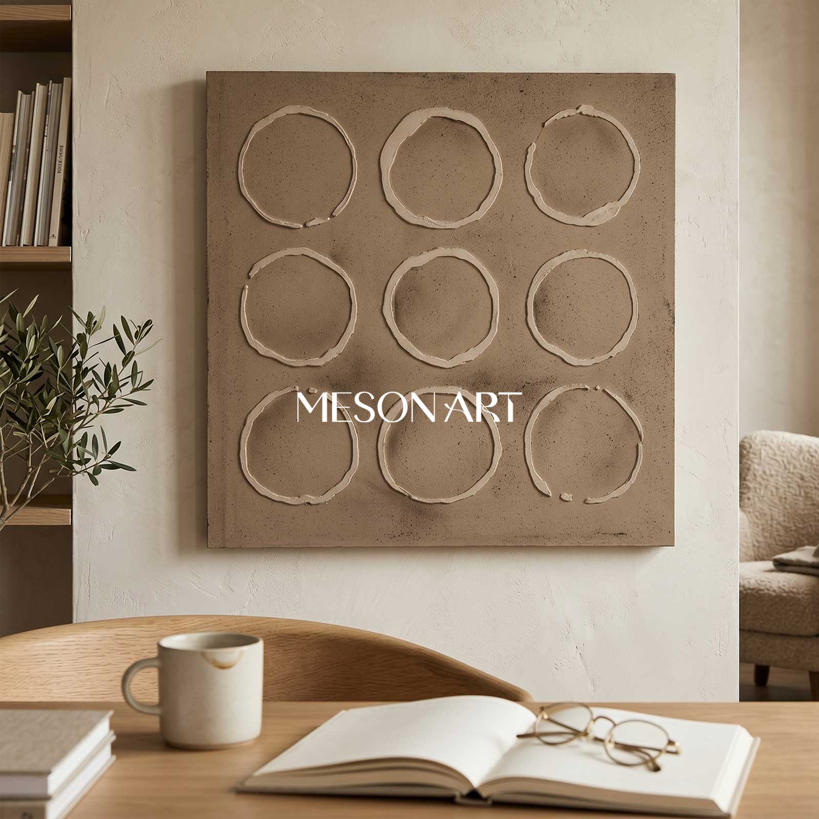 Brown minimalist painting brown wall art 3d texture painting brown abstract art brown circle wall art Brown abstract painting on canvas