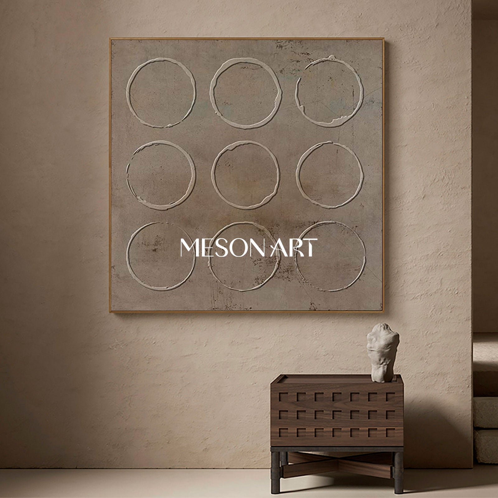 Brown minimalist painting brown wall art 3d texture painting brown abstract art brown circle wall art Brown abstract painting on canvas