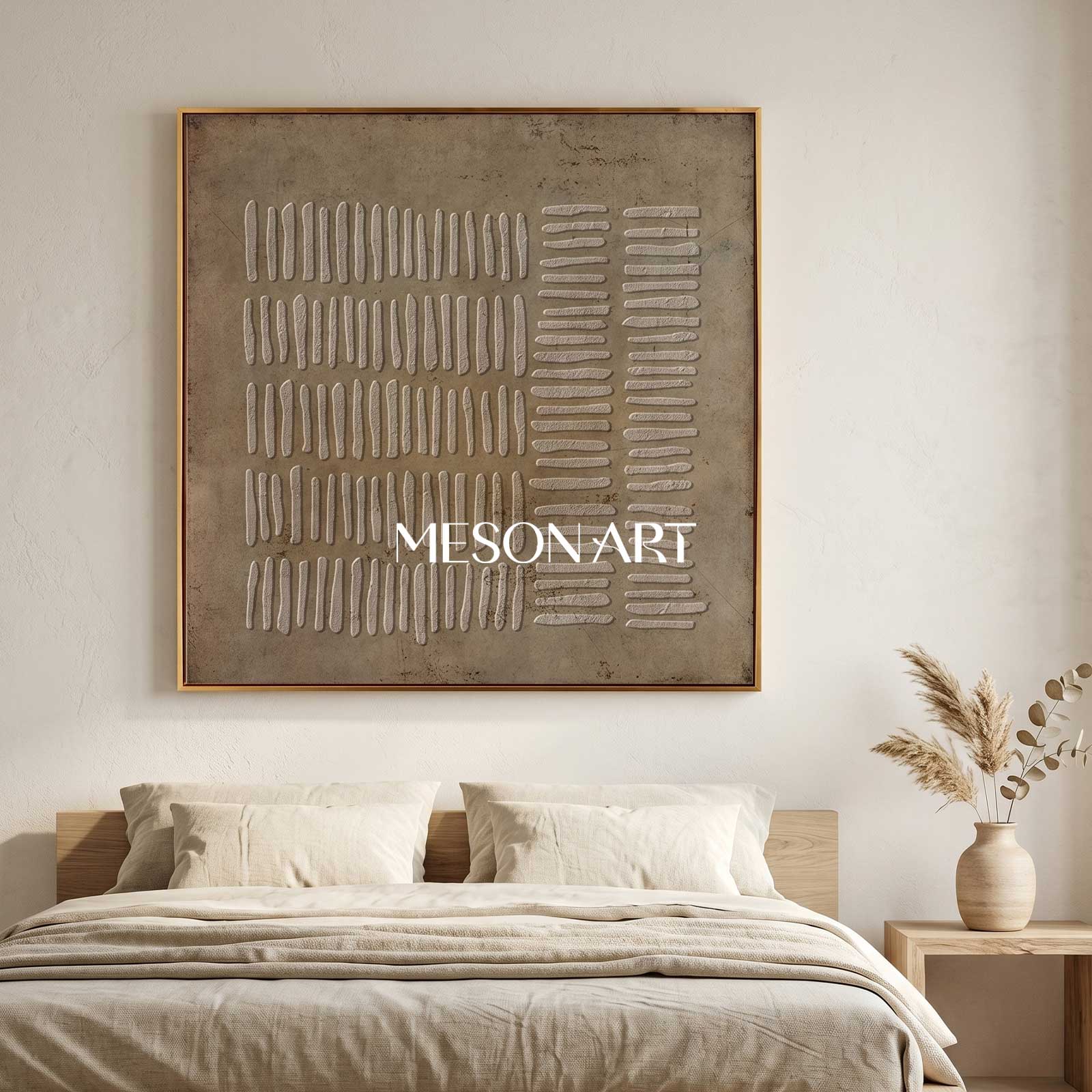 Brown Geometric Lines abstract canvas art Shape grey taupe wall painting brown wall Art 3d texture brown art cavnas Boho Relax Nordic art