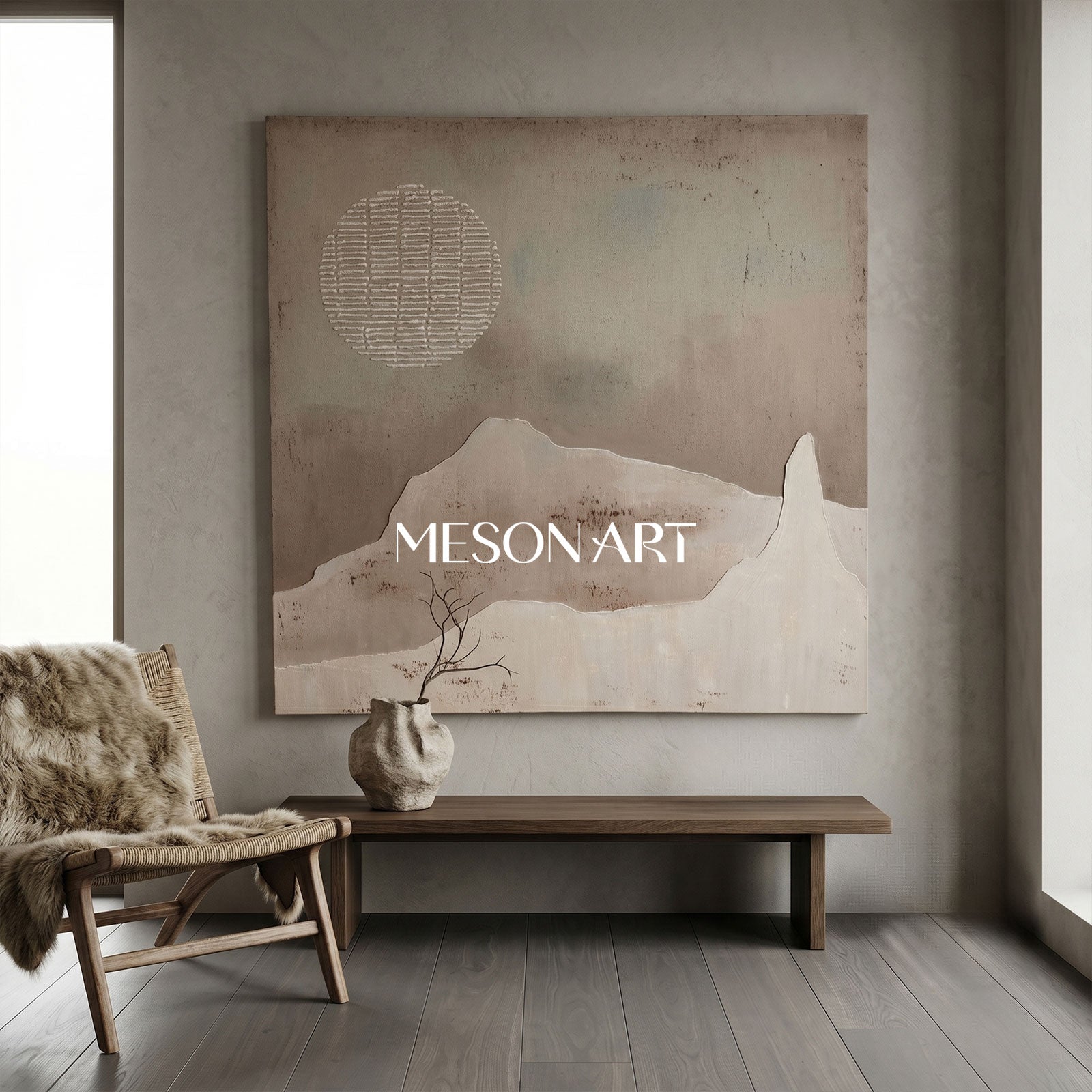 Brown Bohemian painting brown wall art 3d texture painting brown abstract art brown circle wall art Brown abstract painting on canvas